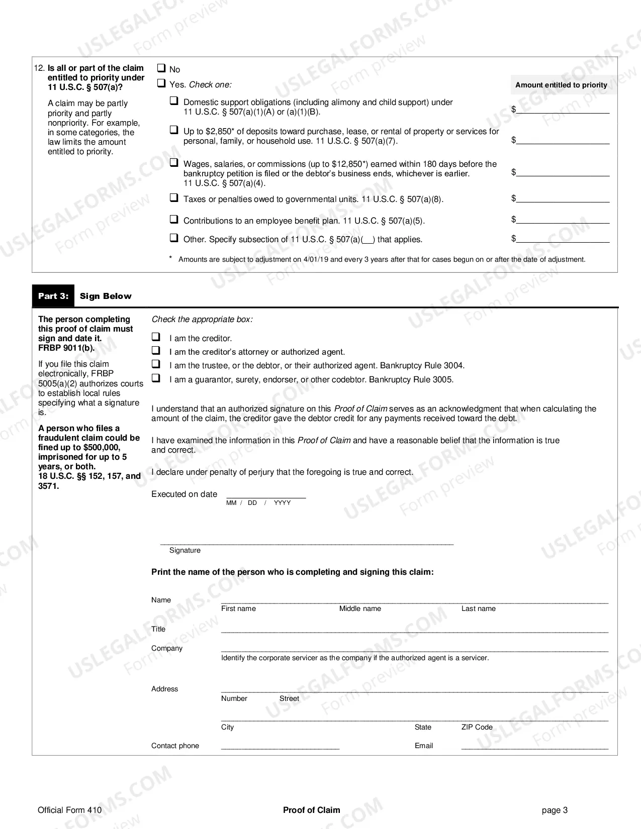 Preview Proof of Claim