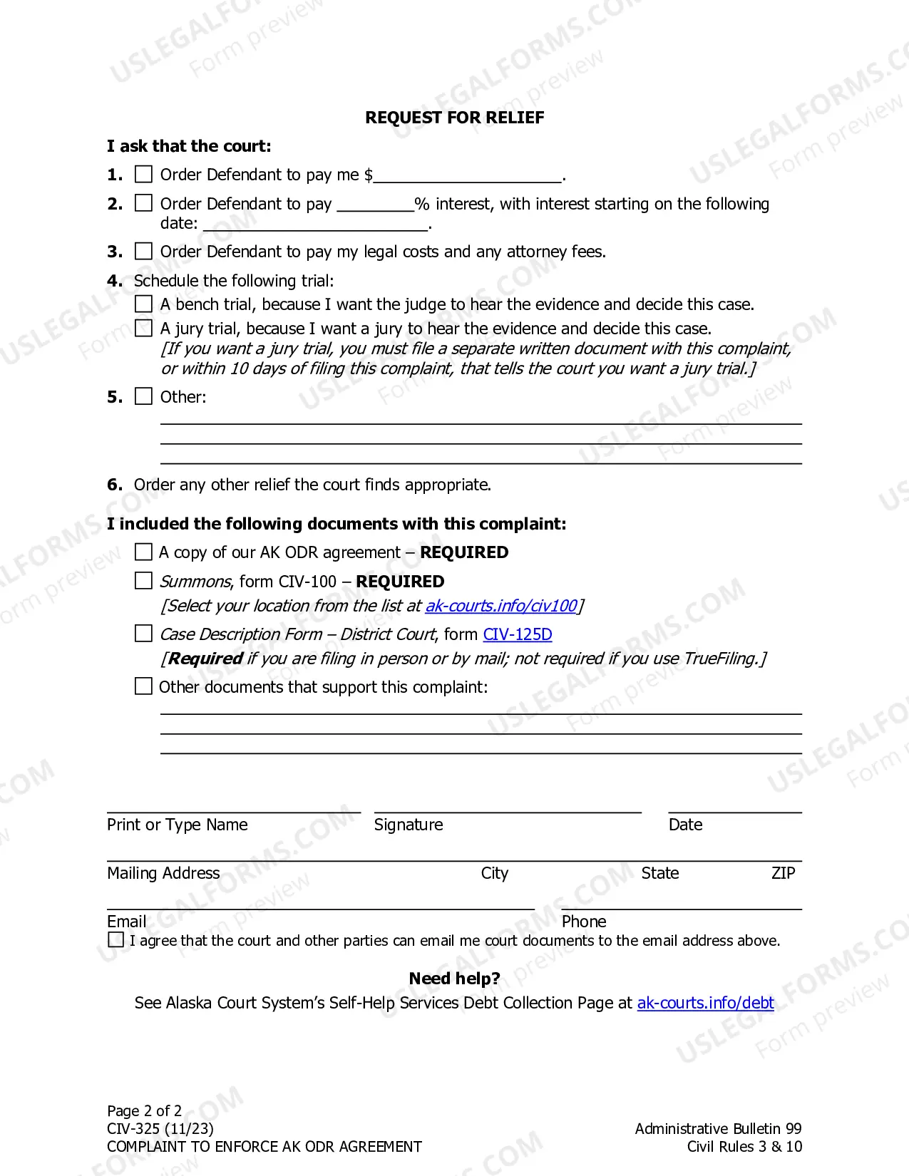 Preview Complaint to Enforce AK ODR Agreement