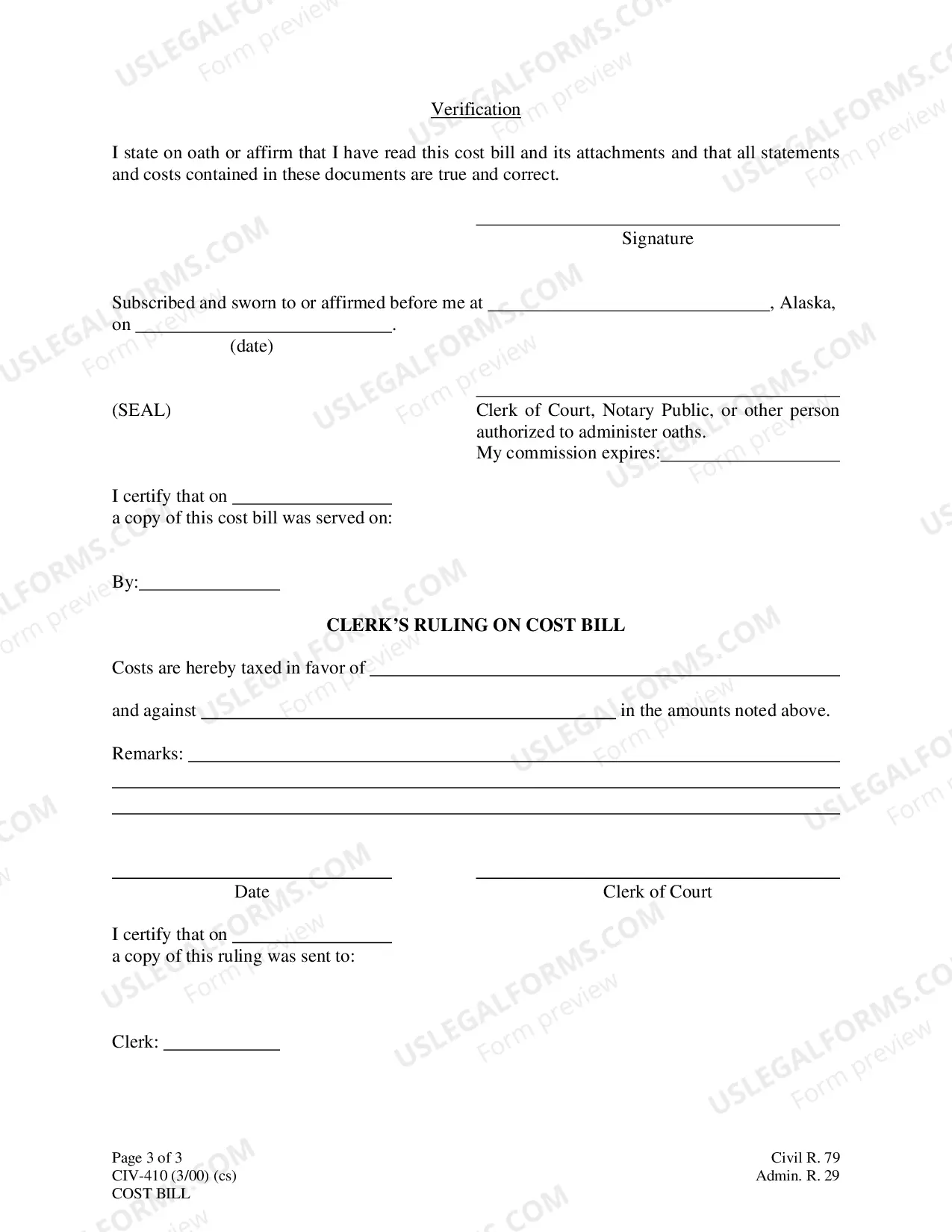 Preview Cost Bill