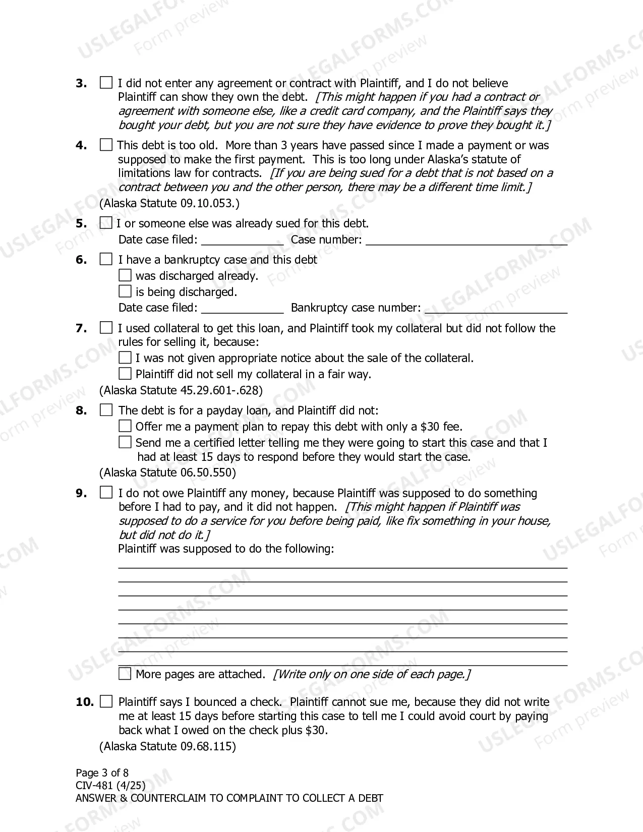 Preview Answer and Counterclaim to Complaint to Collect a Debt