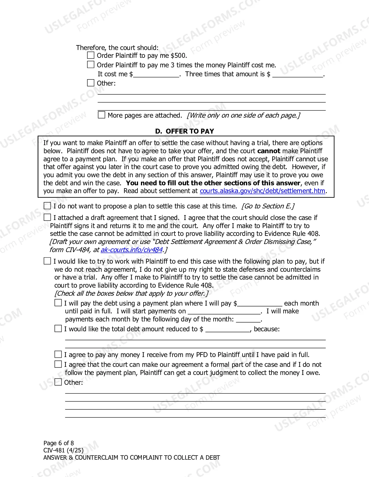 Preview Answer and Counterclaim to Complaint to Collect a Debt