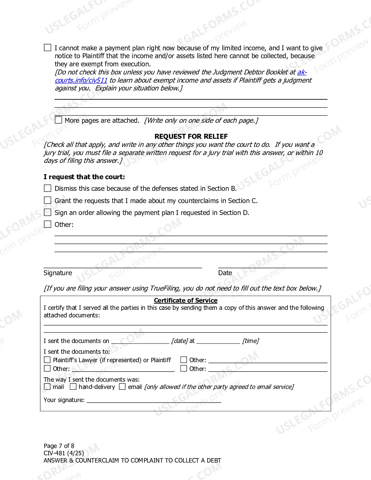 Preview Answer and Counterclaim to Complaint to Collect a Debt