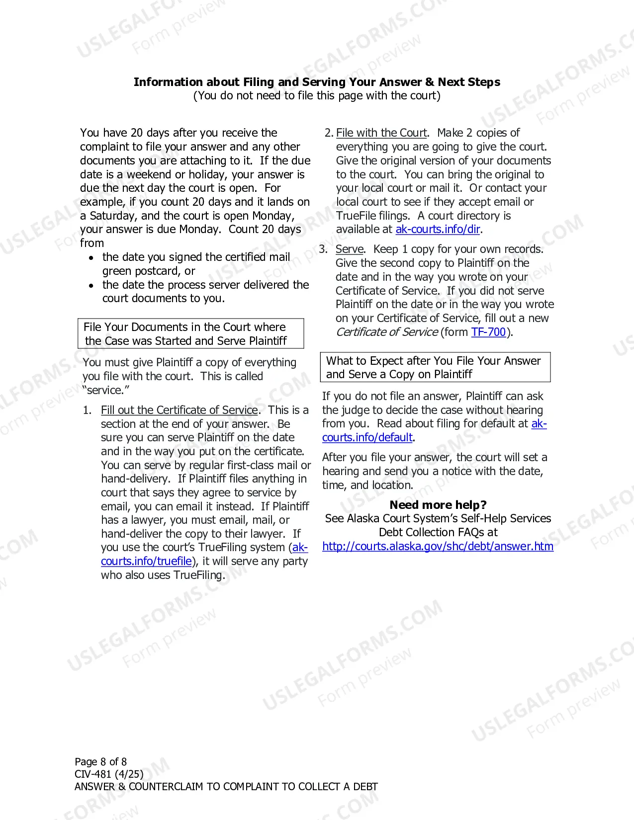 Preview Answer and Counterclaim to Complaint to Collect a Debt
