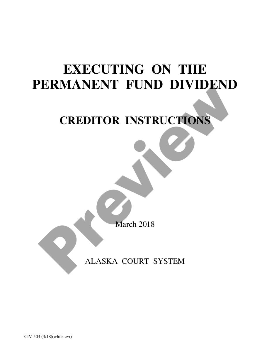 page 0 Executing on the Permanent Fund Dividend - Creditor's Instructions preview