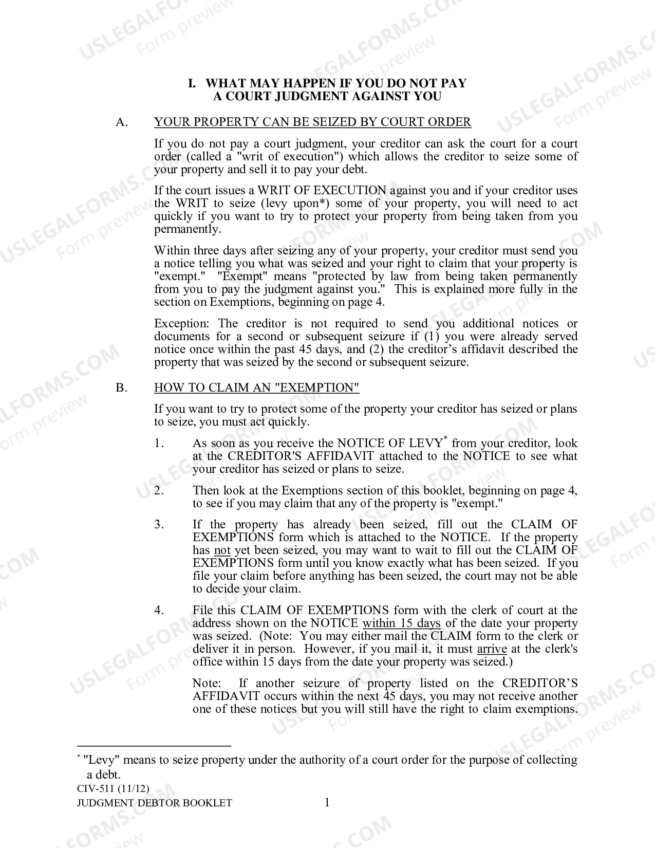 Preview Judgment Debtor Booklet
