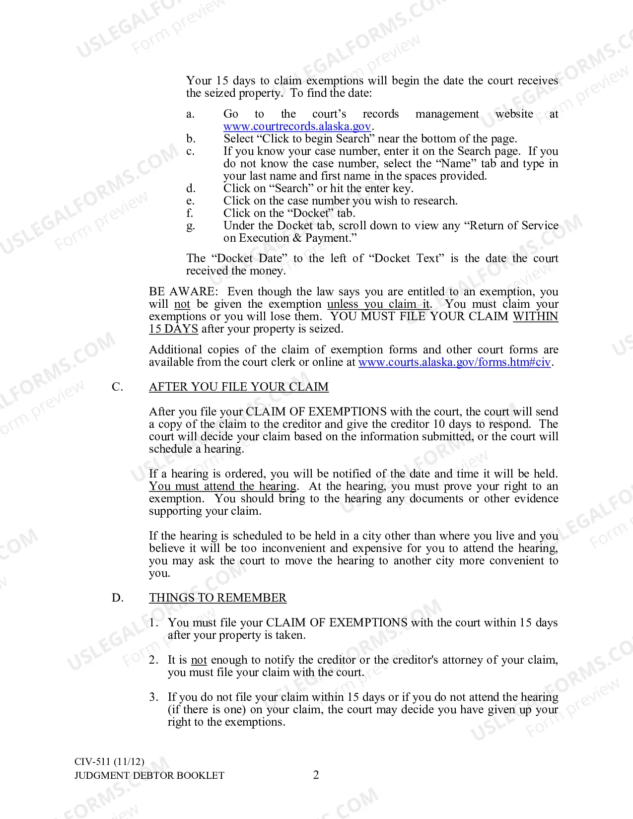 Preview Judgment Debtor Booklet