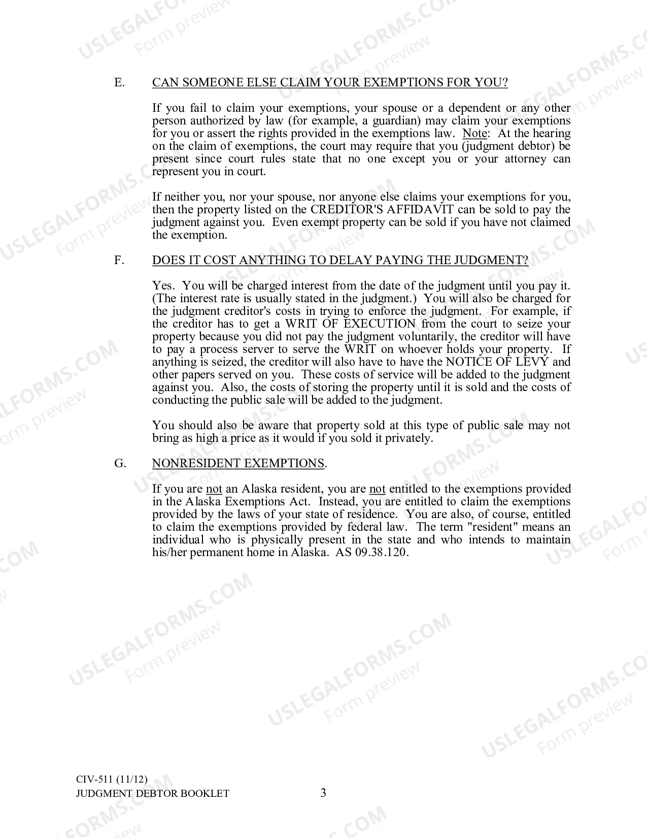 Preview Judgment Debtor Booklet
