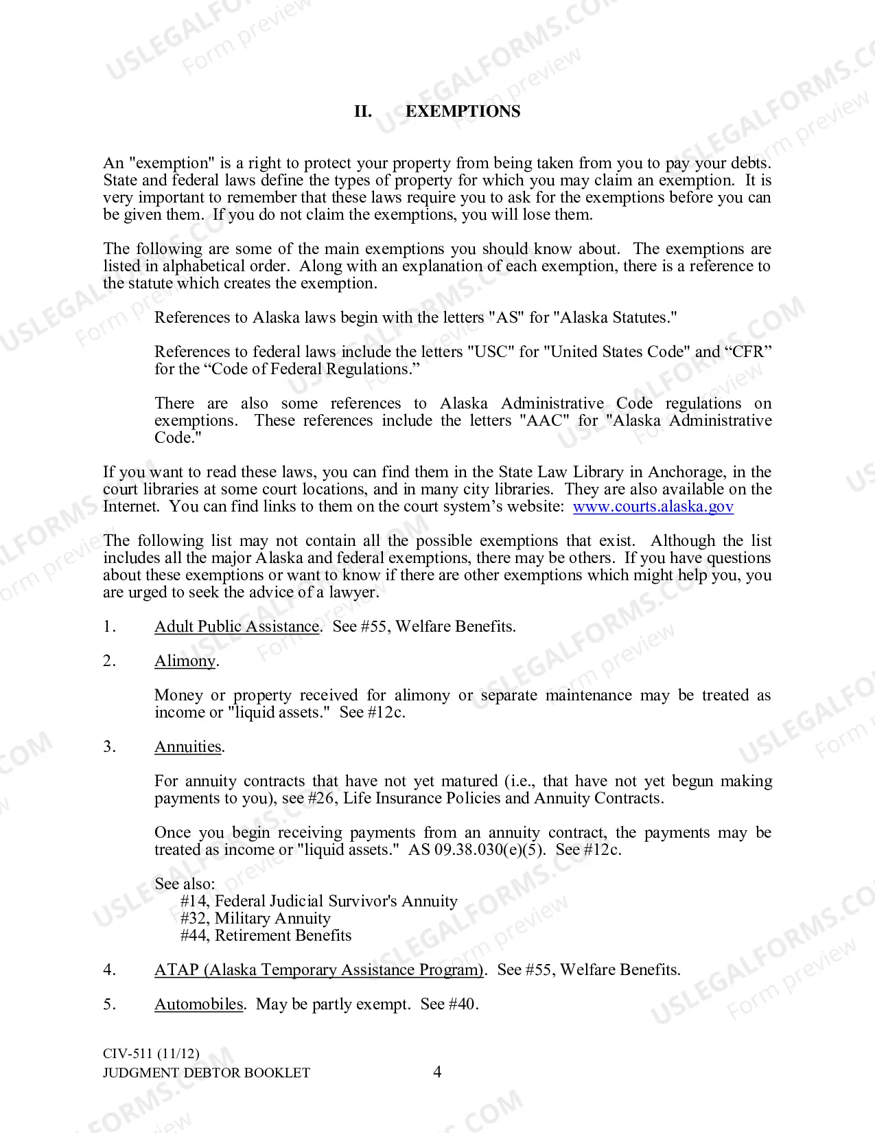 Preview Judgment Debtor Booklet