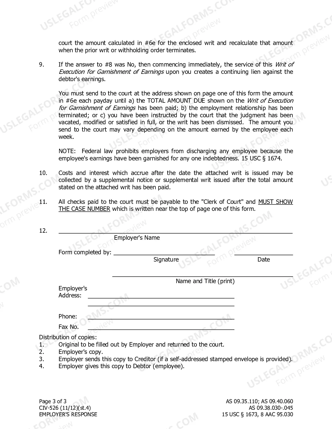 Preview Employer's Response, CIV-526
