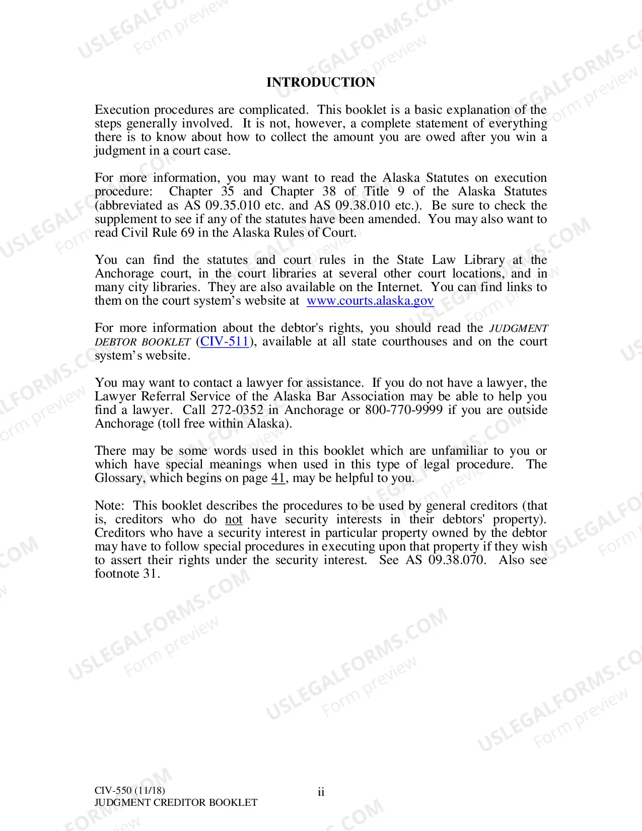 Preview Execution Procedure: Judgment Creditor Booklet, CIV-550