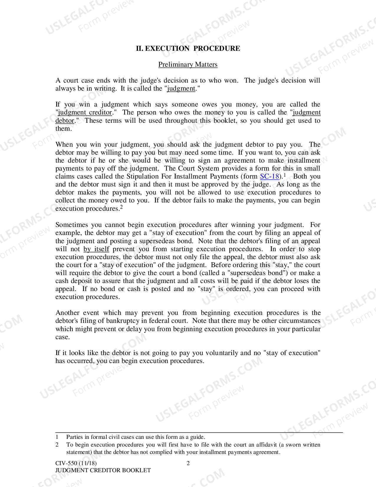 Preview Execution Procedure: Judgment Creditor Booklet, CIV-550