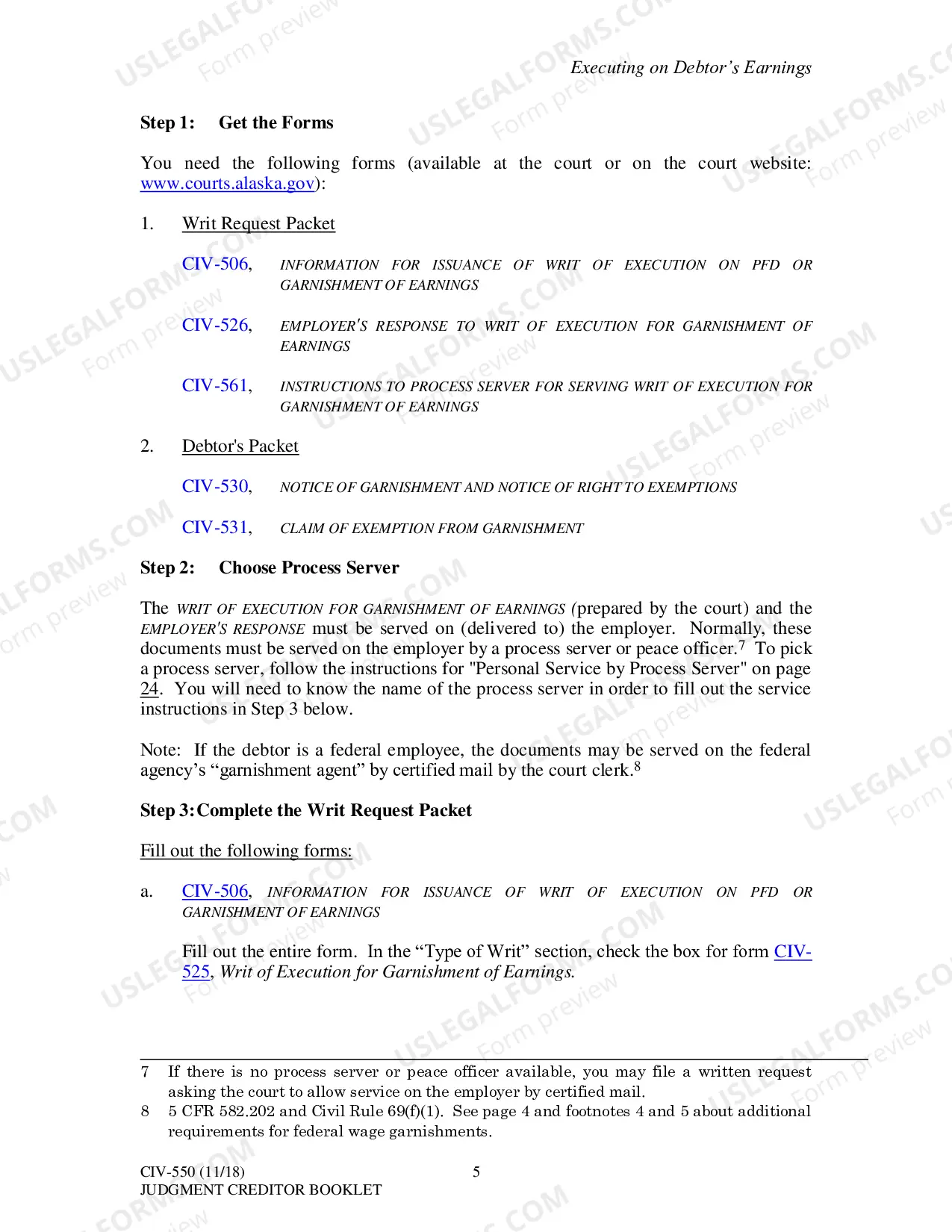 Preview Execution Procedure: Judgment Creditor Booklet, CIV-550