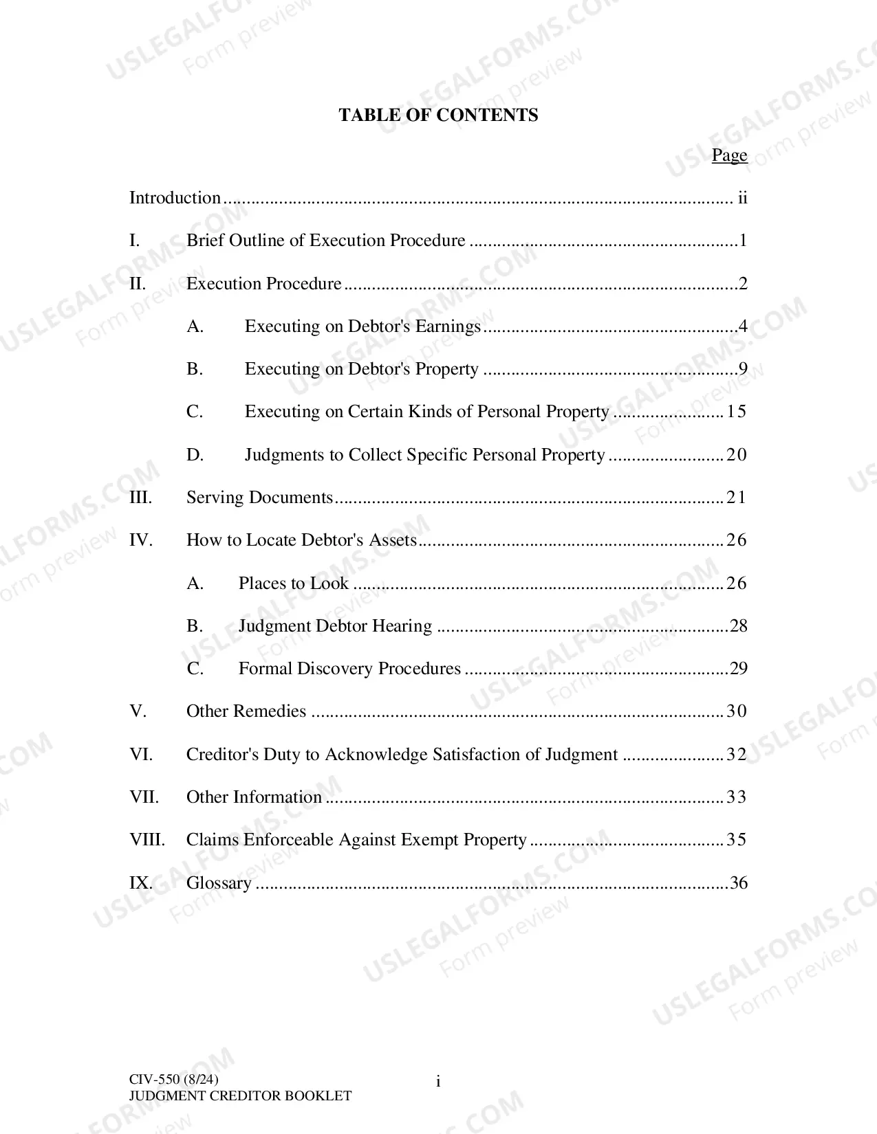 Preview Execution Procedure: Judgment Creditor Booklet