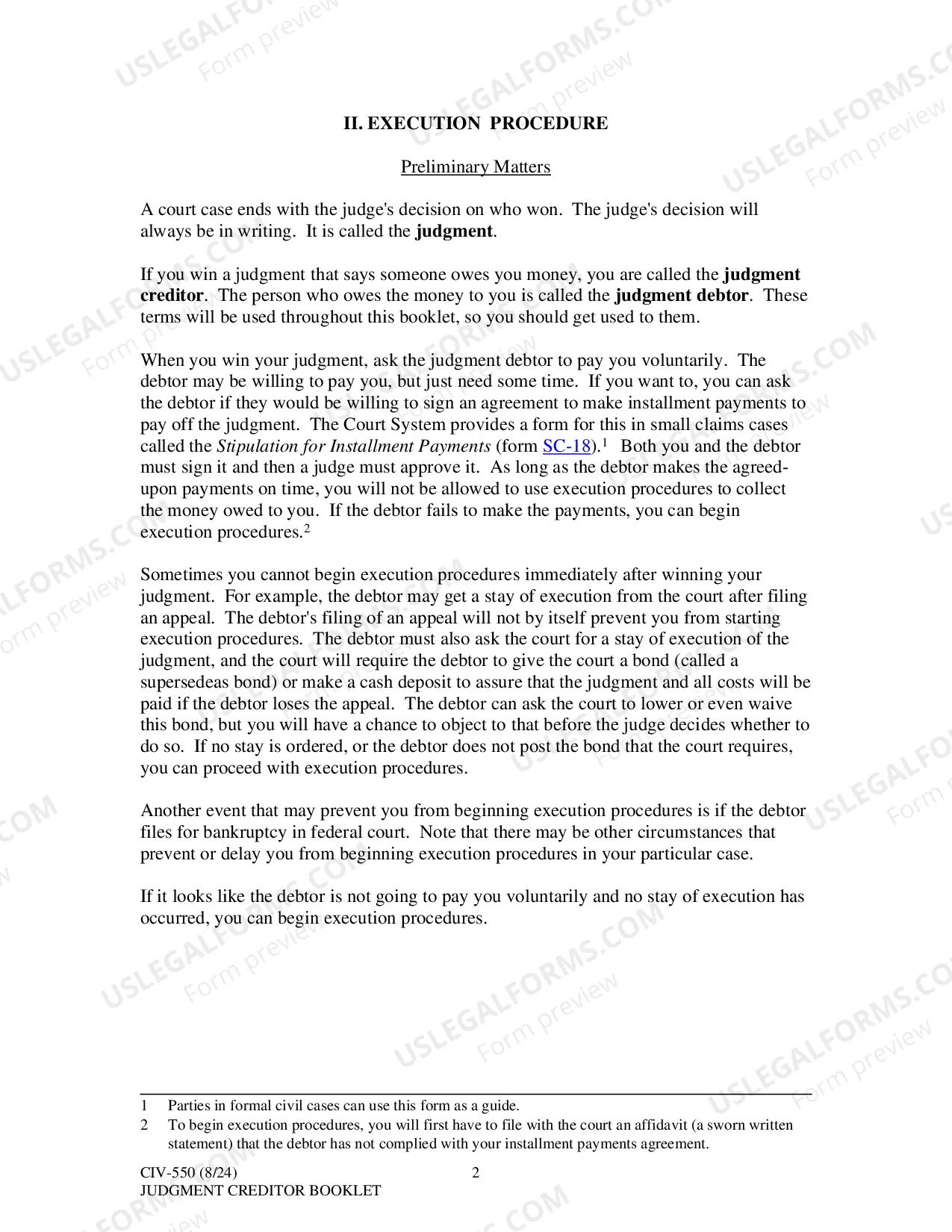 Preview Execution Procedure: Judgment Creditor Booklet