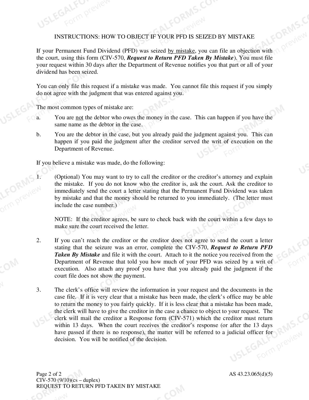 Preview Request to Return PFD Taken by Mistake