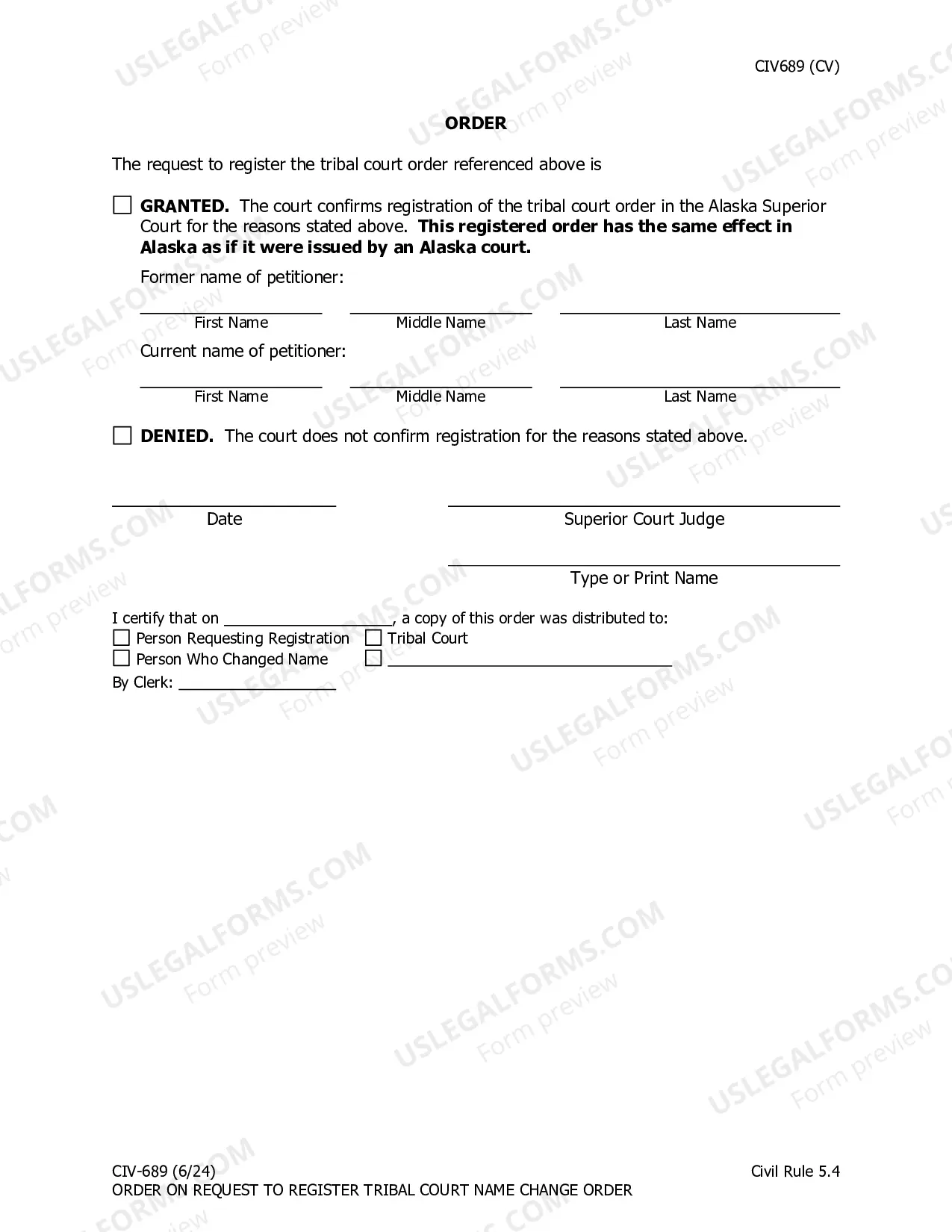 Preview Order on Request to Register Tribal Court Name Change Order