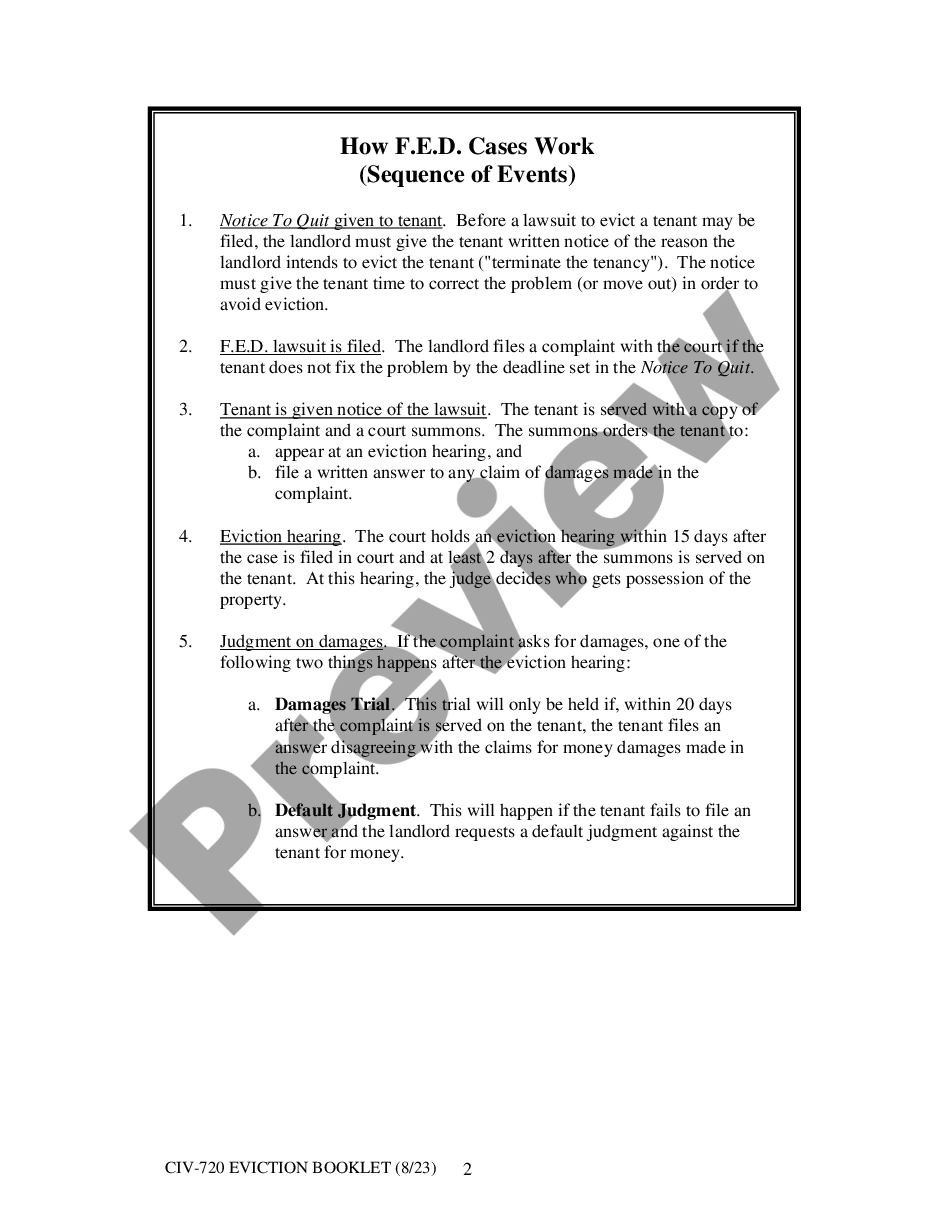 page 3 Eviction Information for Landlords and Tenants About Forcible Entry and Detainer (F.E.D.) Actions preview
