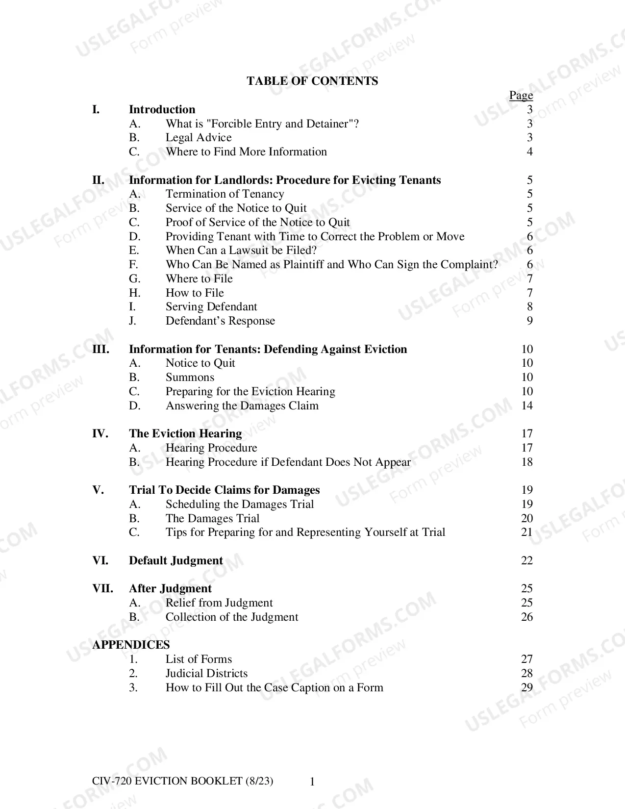 Preview Eviction: Information for Landlords and Tenants About Forcible Entry and Detainer (F.E.D.) Actions