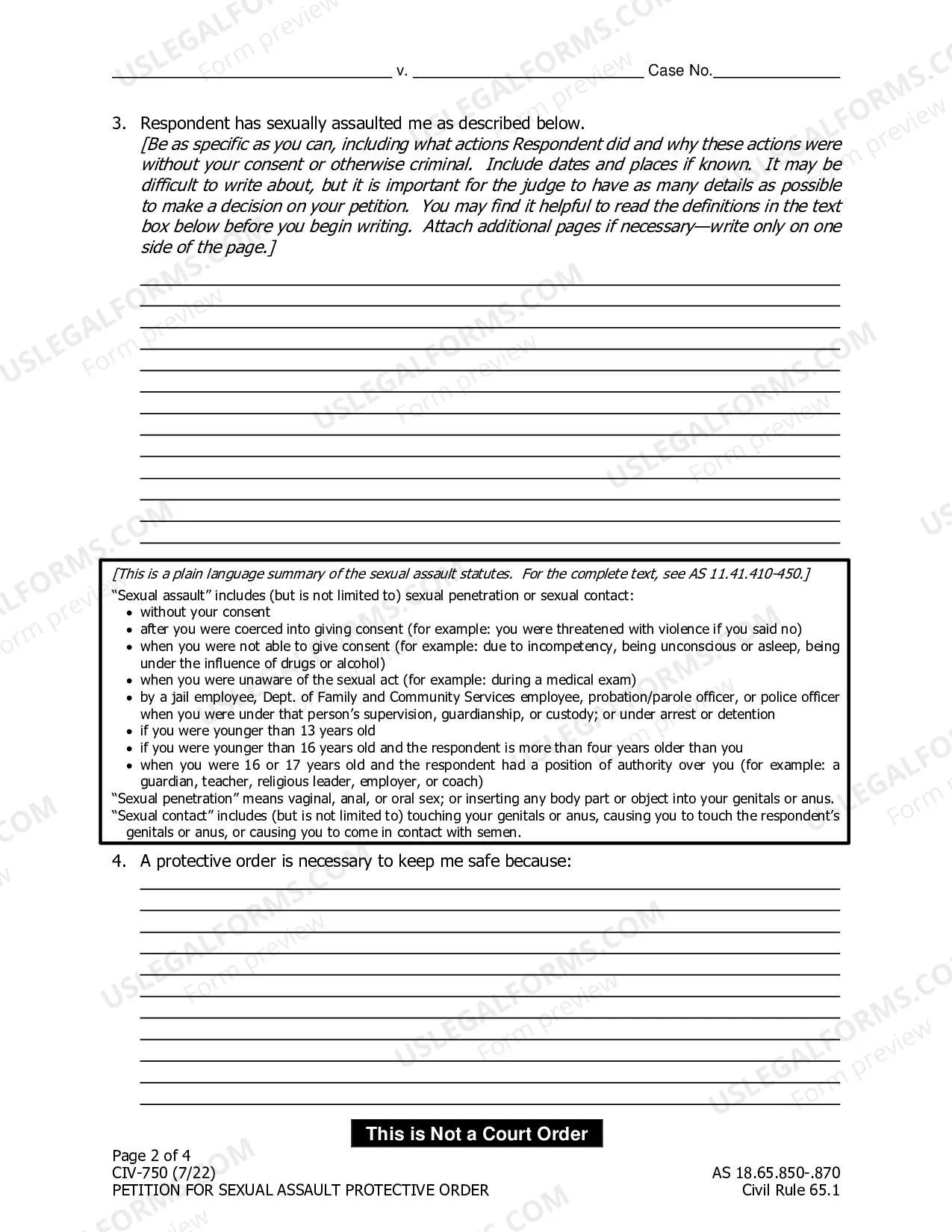 Preview Petition for Sexual Assault Protective Order and Law Enforcement Information Sheet