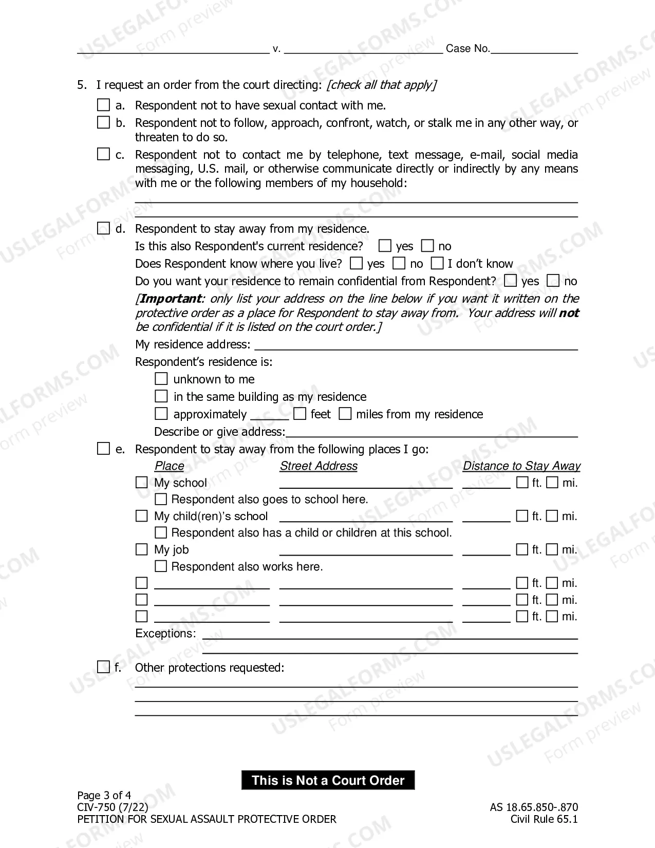 Preview Petition for Sexual Assault Protective Order and Law Enforcement Information Sheet