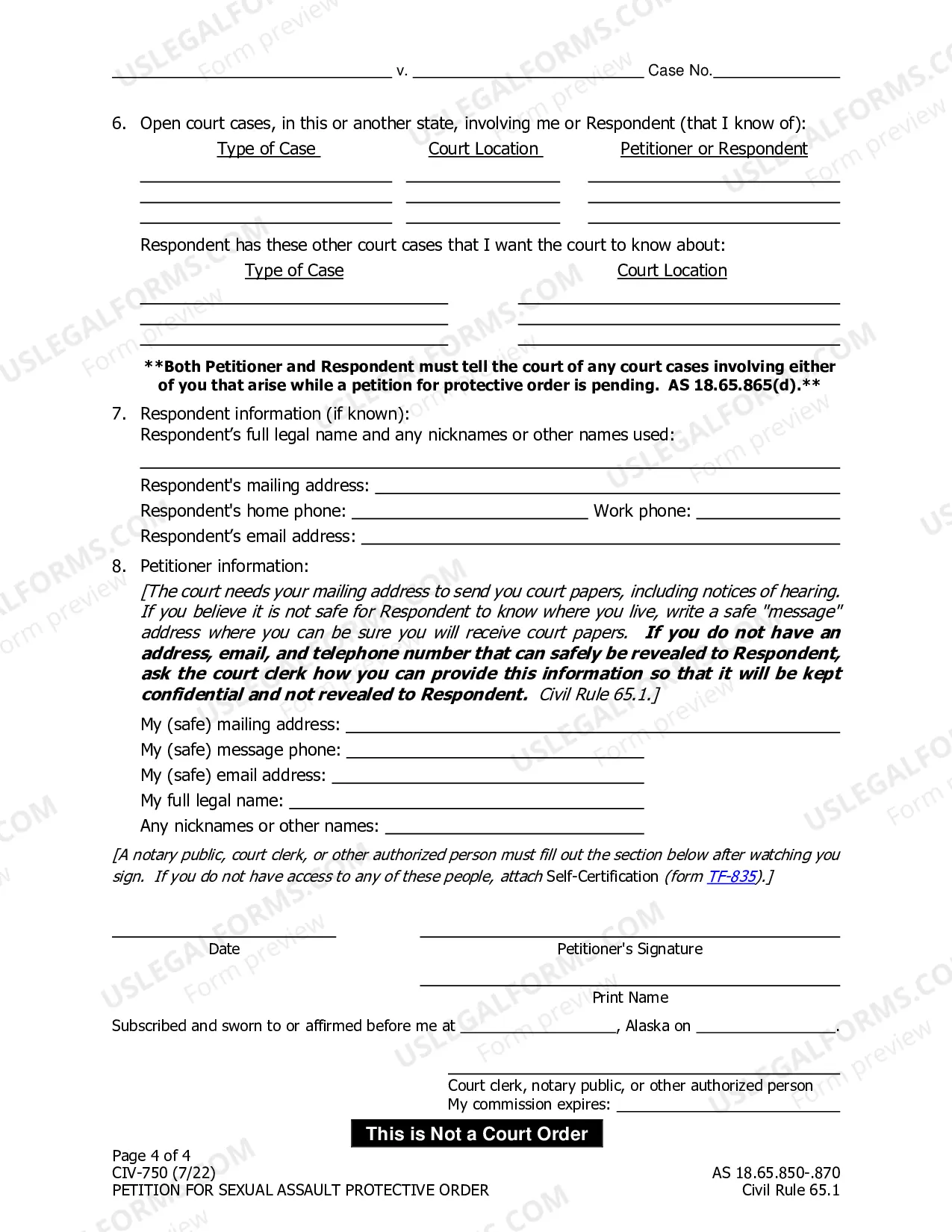 Preview Petition for Sexual Assault Protective Order and Law Enforcement Information Sheet