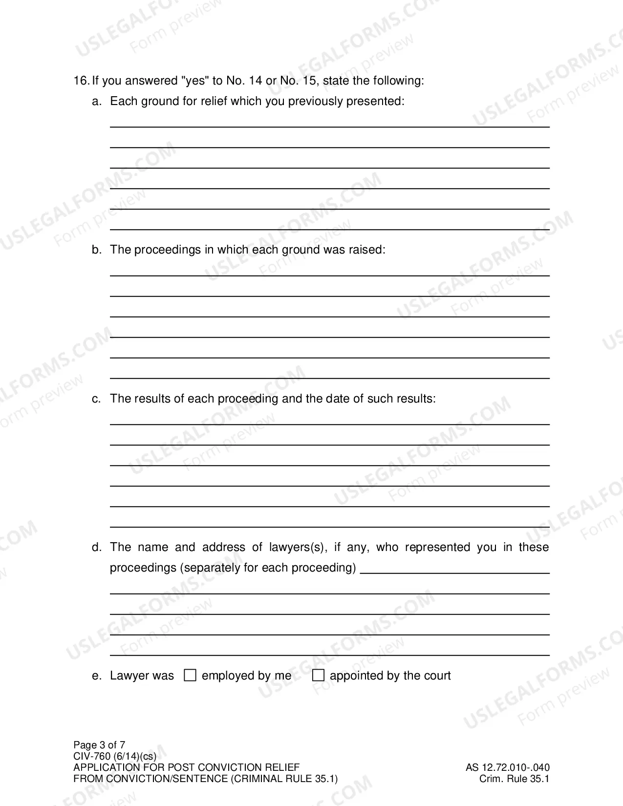 Preview Application for Post Conviction Relief