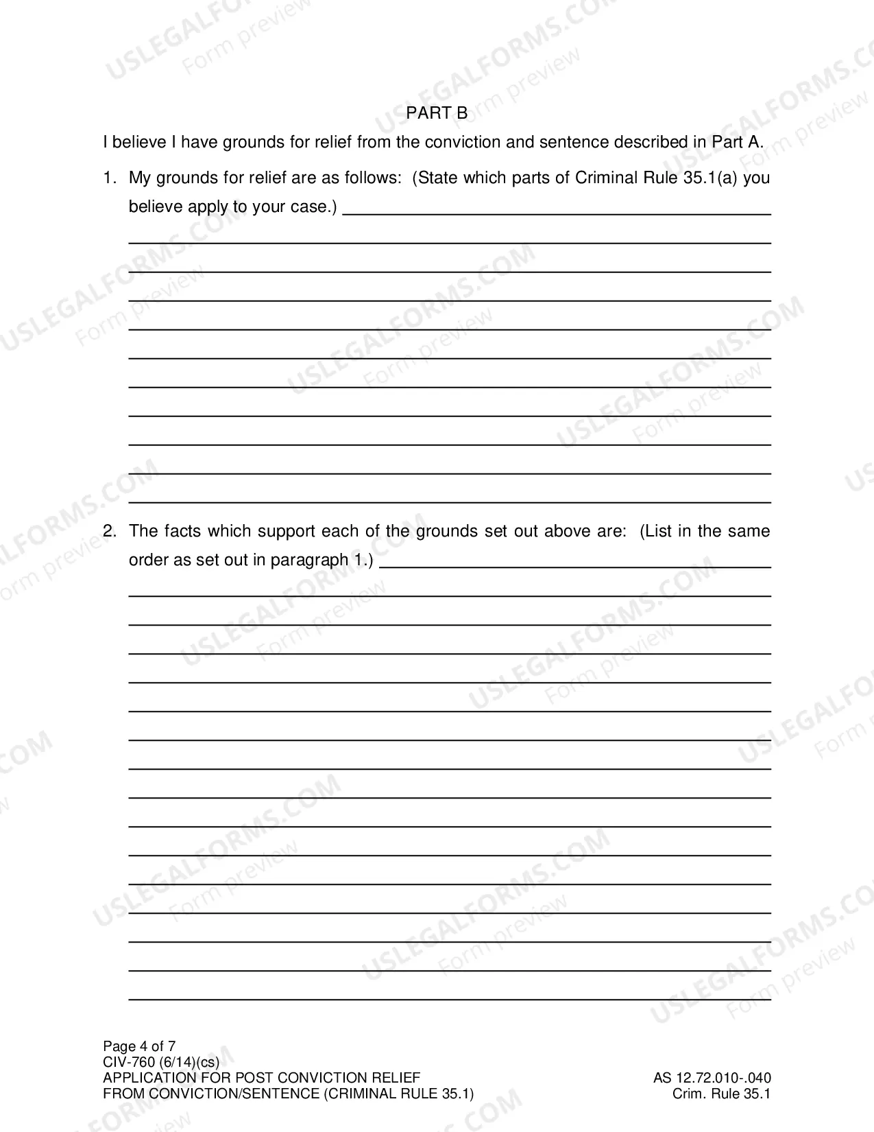 Preview Application for Post Conviction Relief