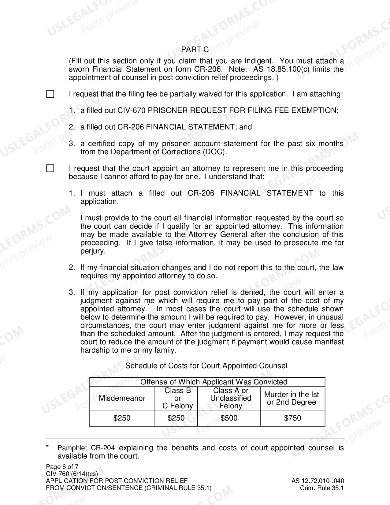 Preview Application for Post Conviction Relief