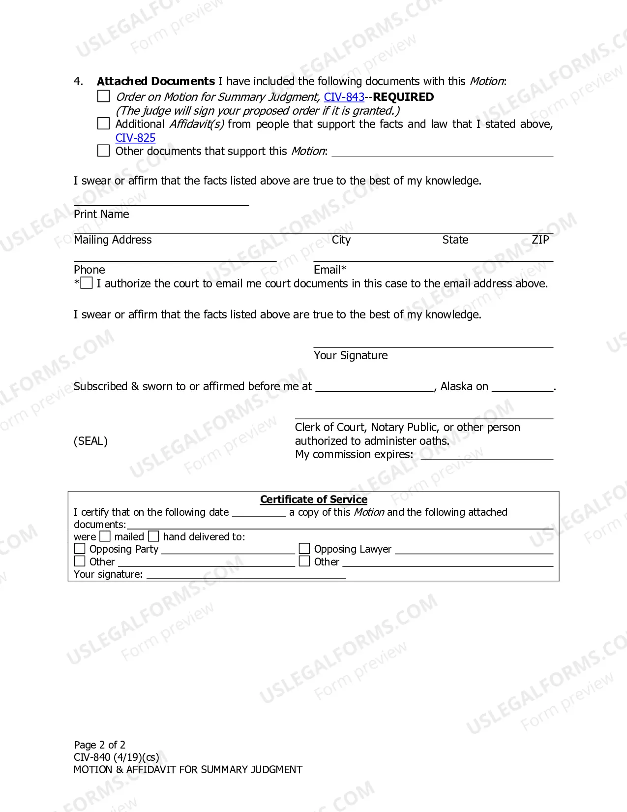 Preview Motion and Affidavit for Summary Judgment