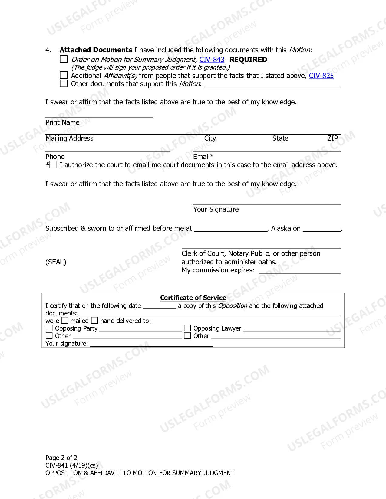 Preview Opposition and Affidavit to Motion for Summary Judgment