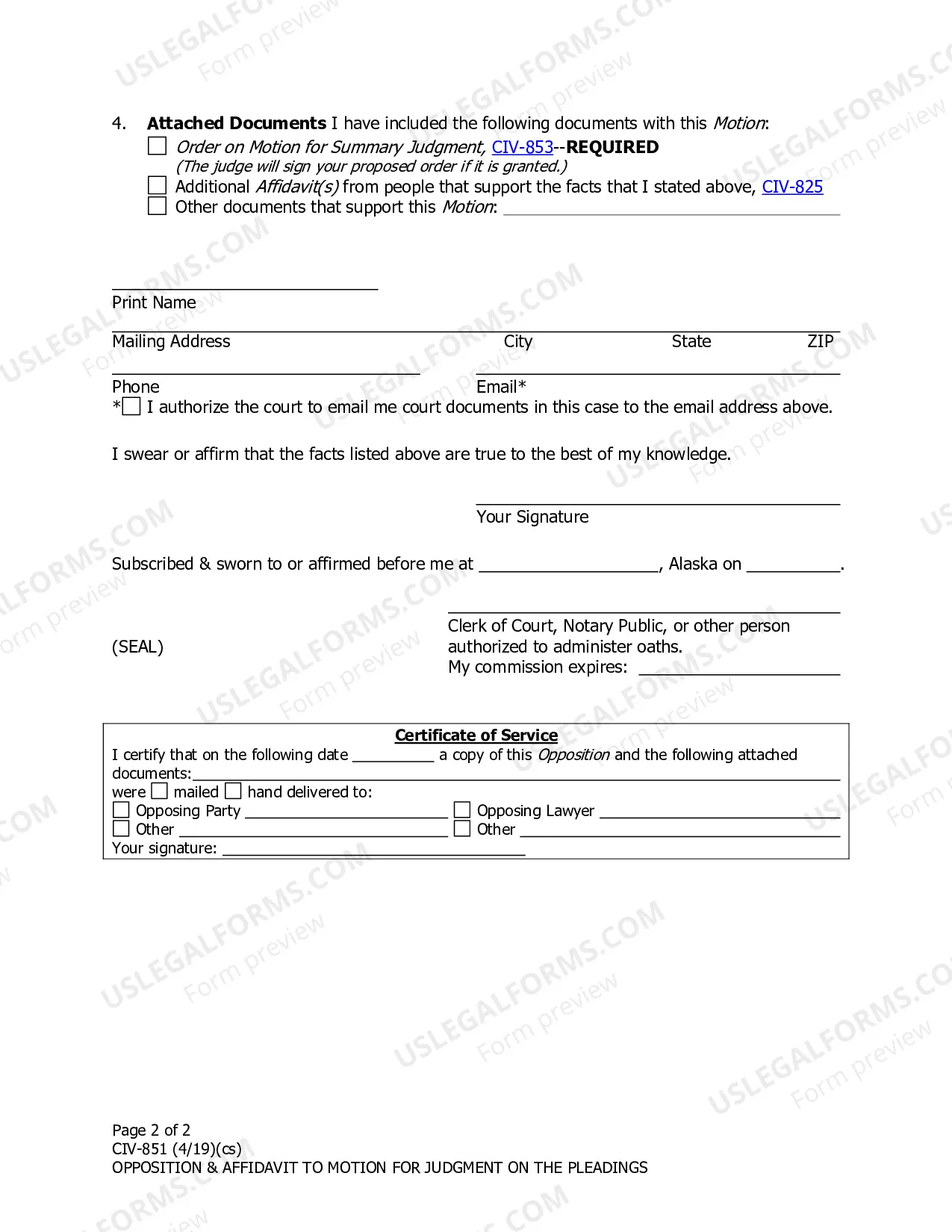 Preview Opposition and Affidavit to Motion for Judgment on the Pleadings