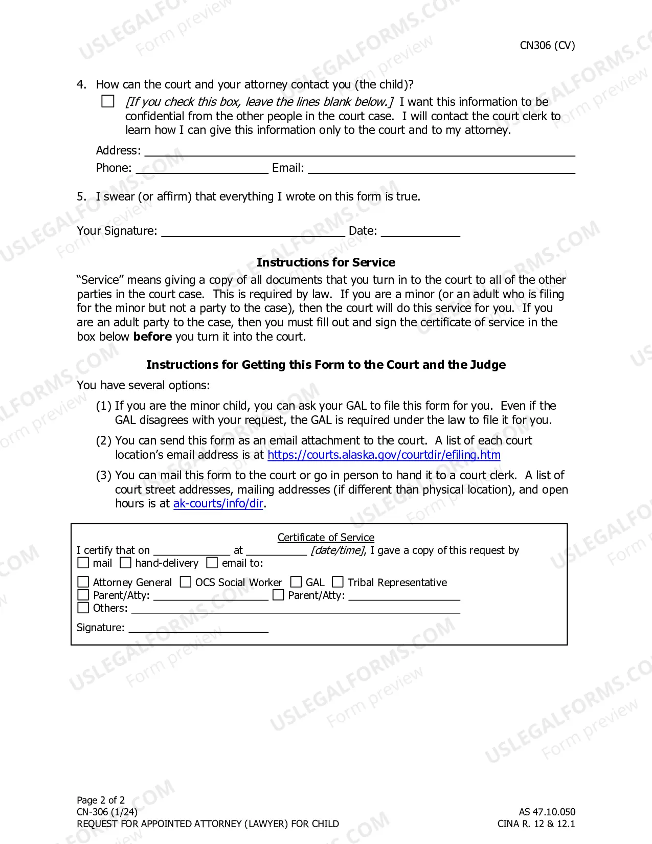 Preview Request for Appointed Attorney for Child
