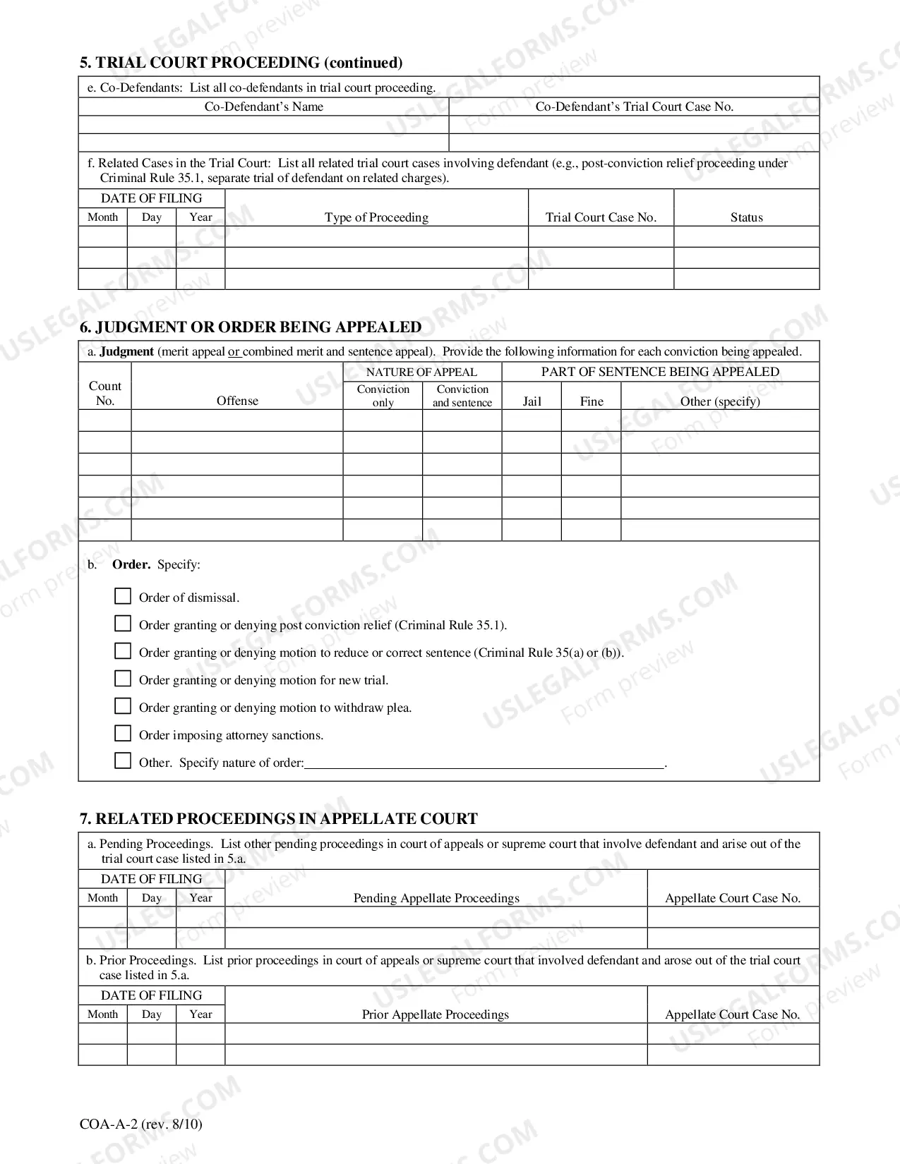 Preview Docketing Statement A
