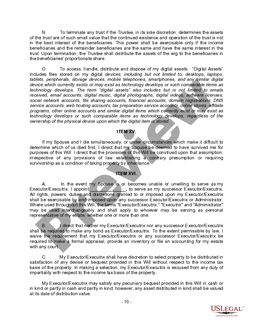 Preview Complex Will with Credit Shelter Marital Trust for Large Estates