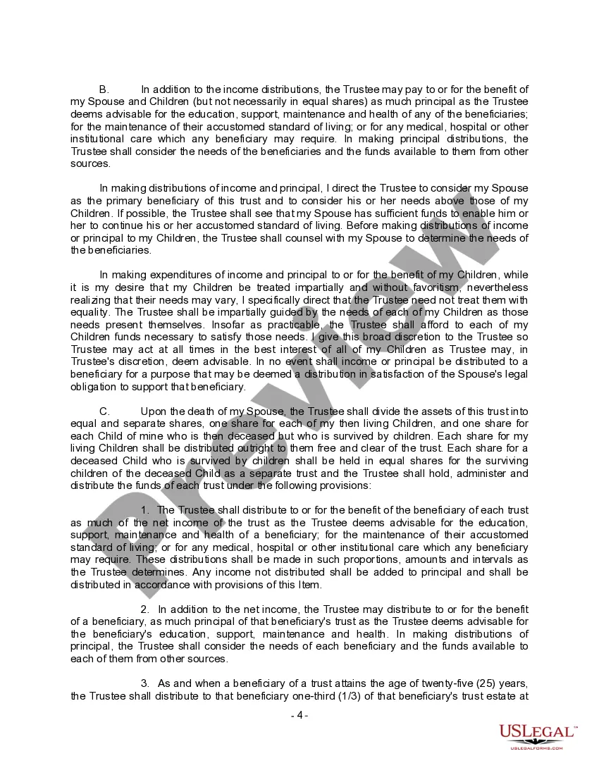 Preview Complex Will with Credit Shelter Marital Trust for Large Estates