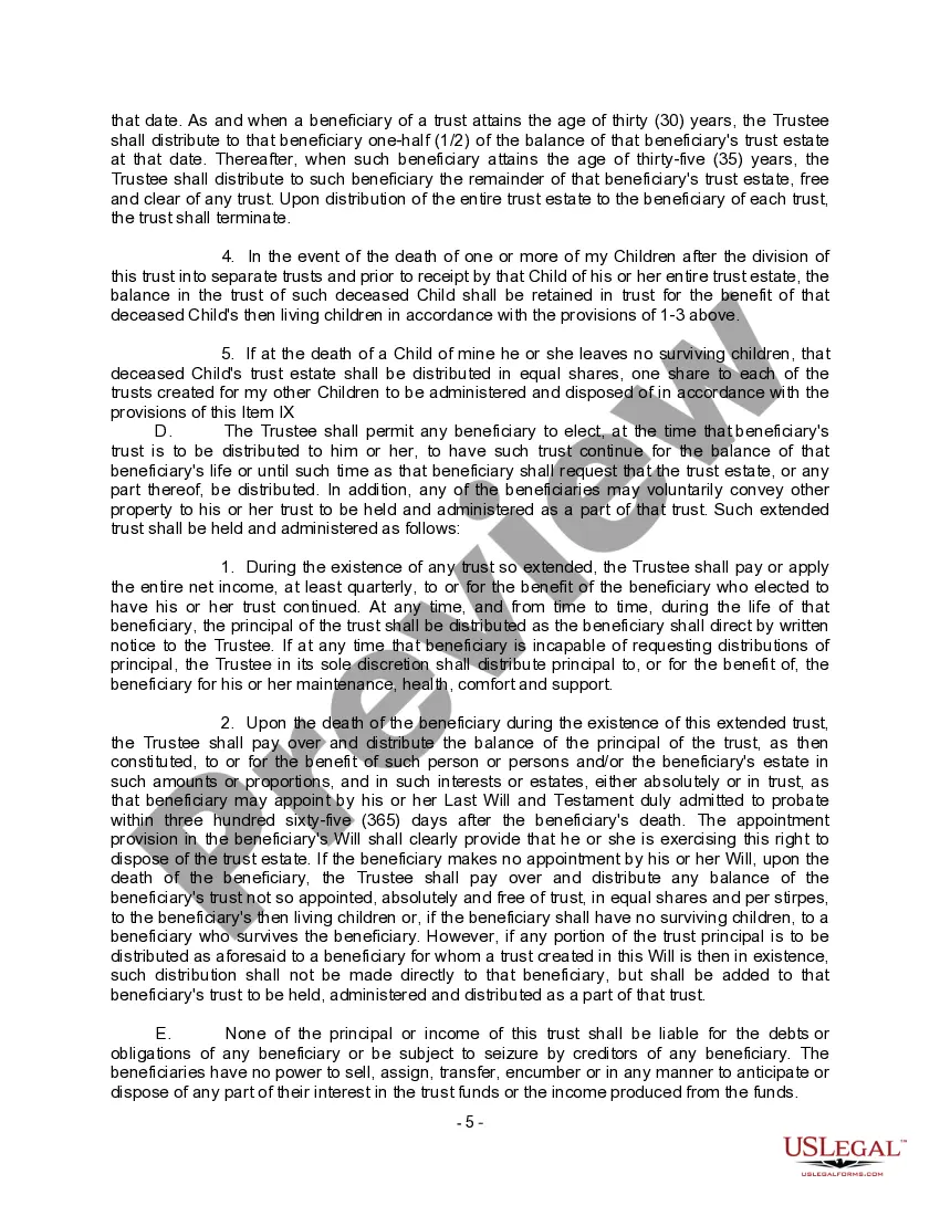 Preview Complex Will with Credit Shelter Marital Trust for Large Estates