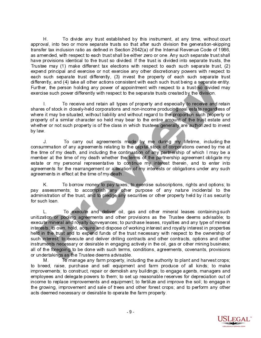 Preview Complex Will with Credit Shelter Marital Trust for Large Estates