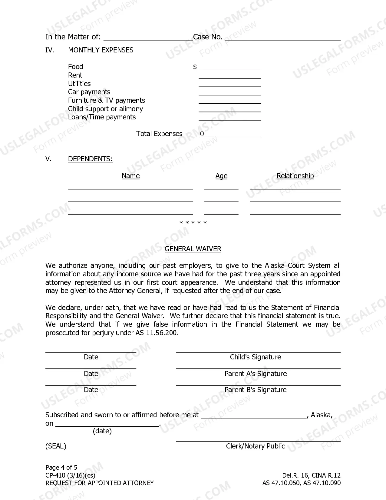 Preview Request for Appointed Attorney