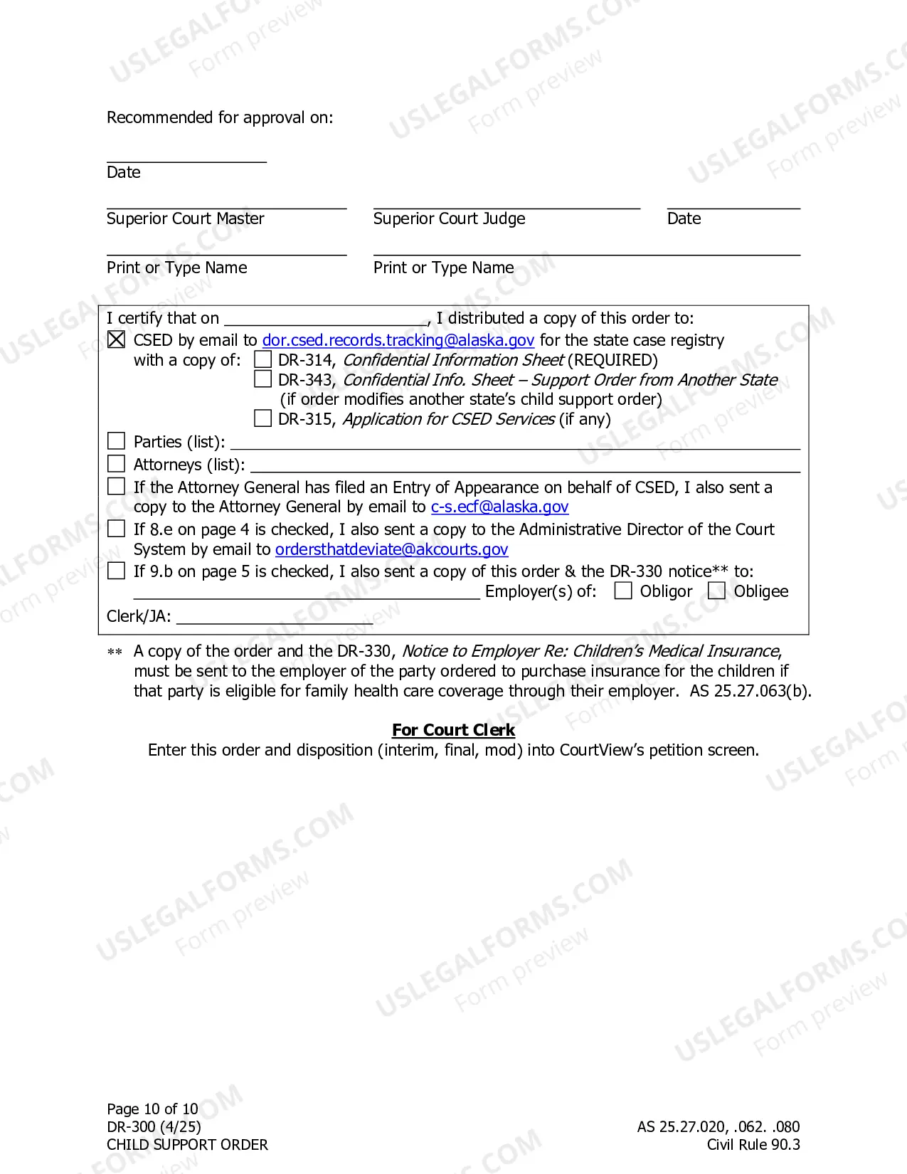 Preview Child Support Order