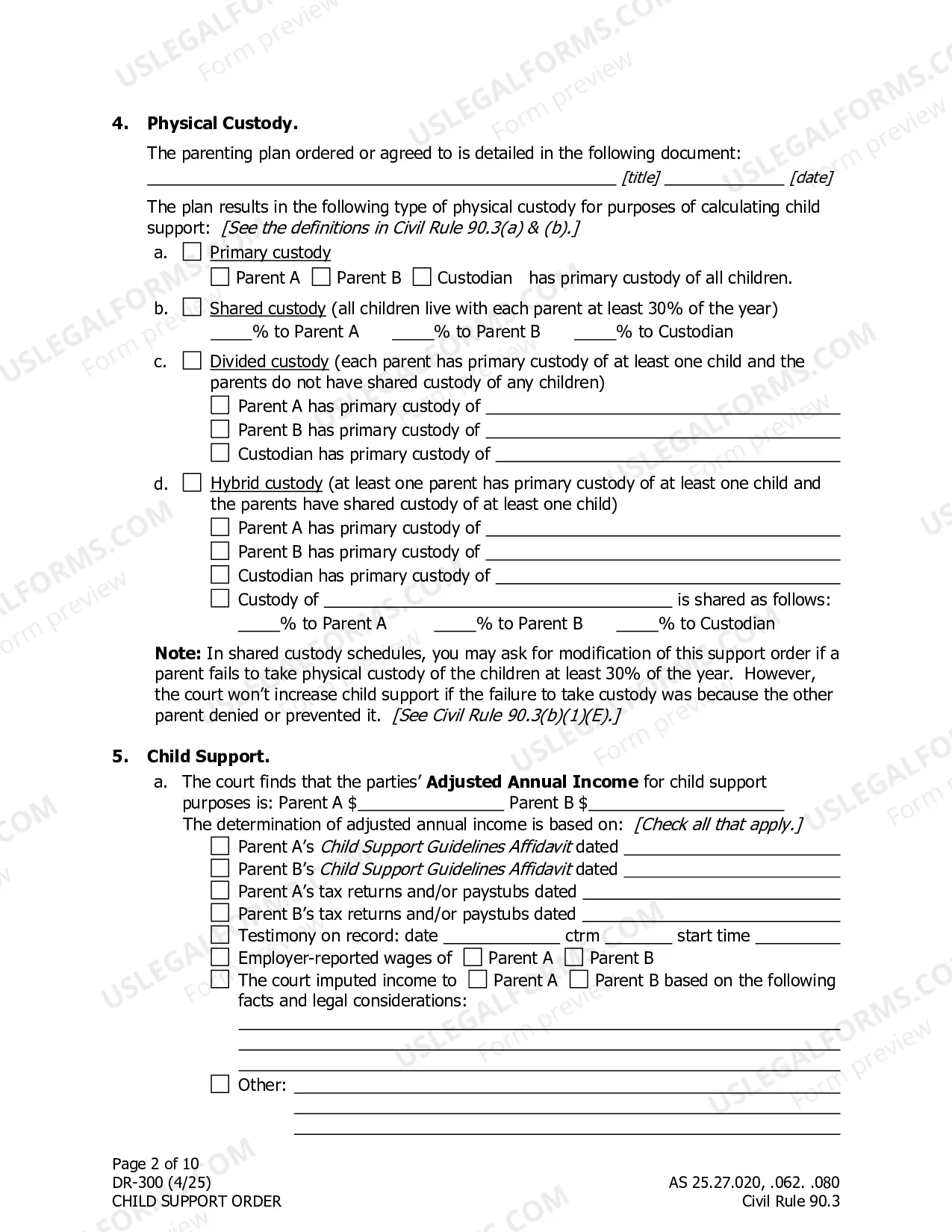 Preview Child Support Order