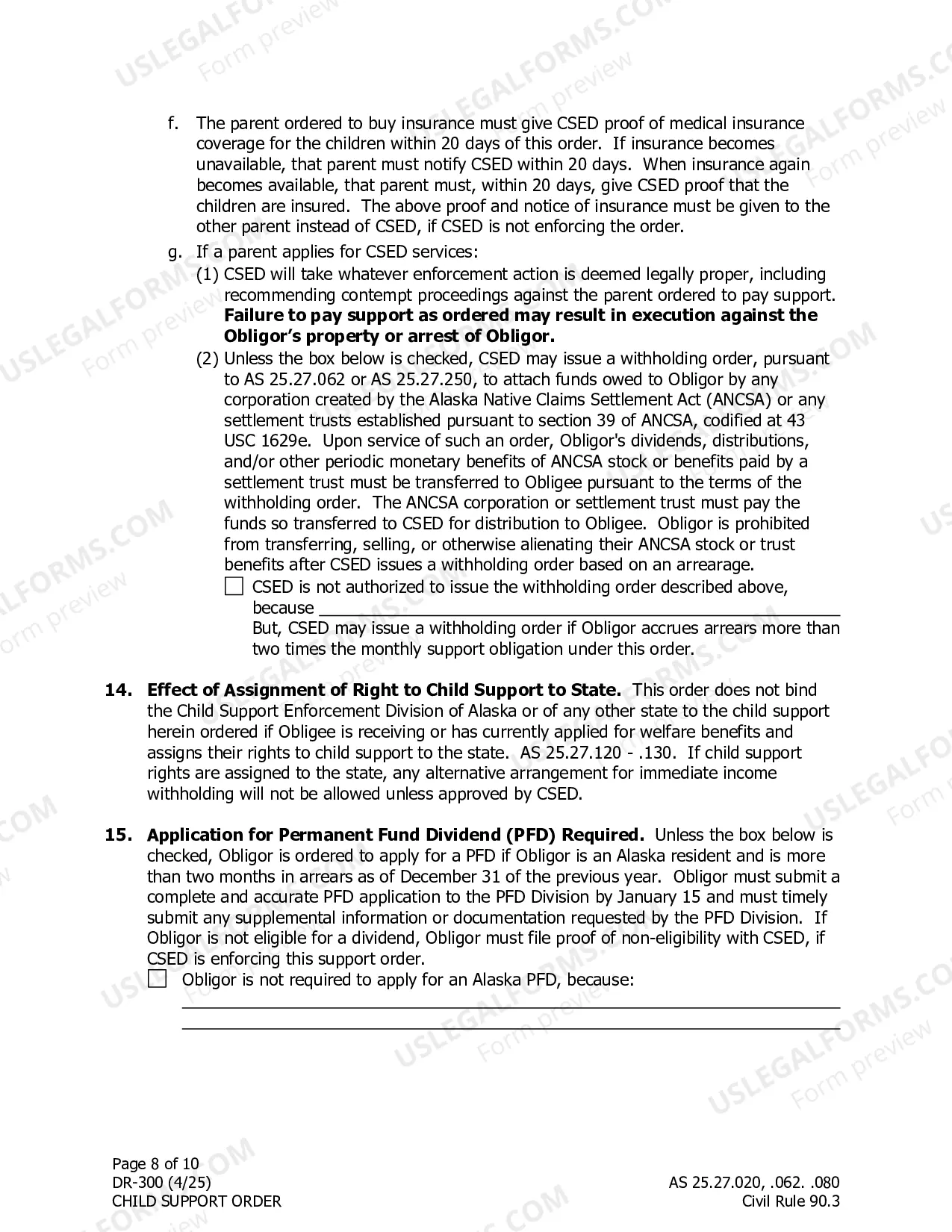 Preview Child Support Order