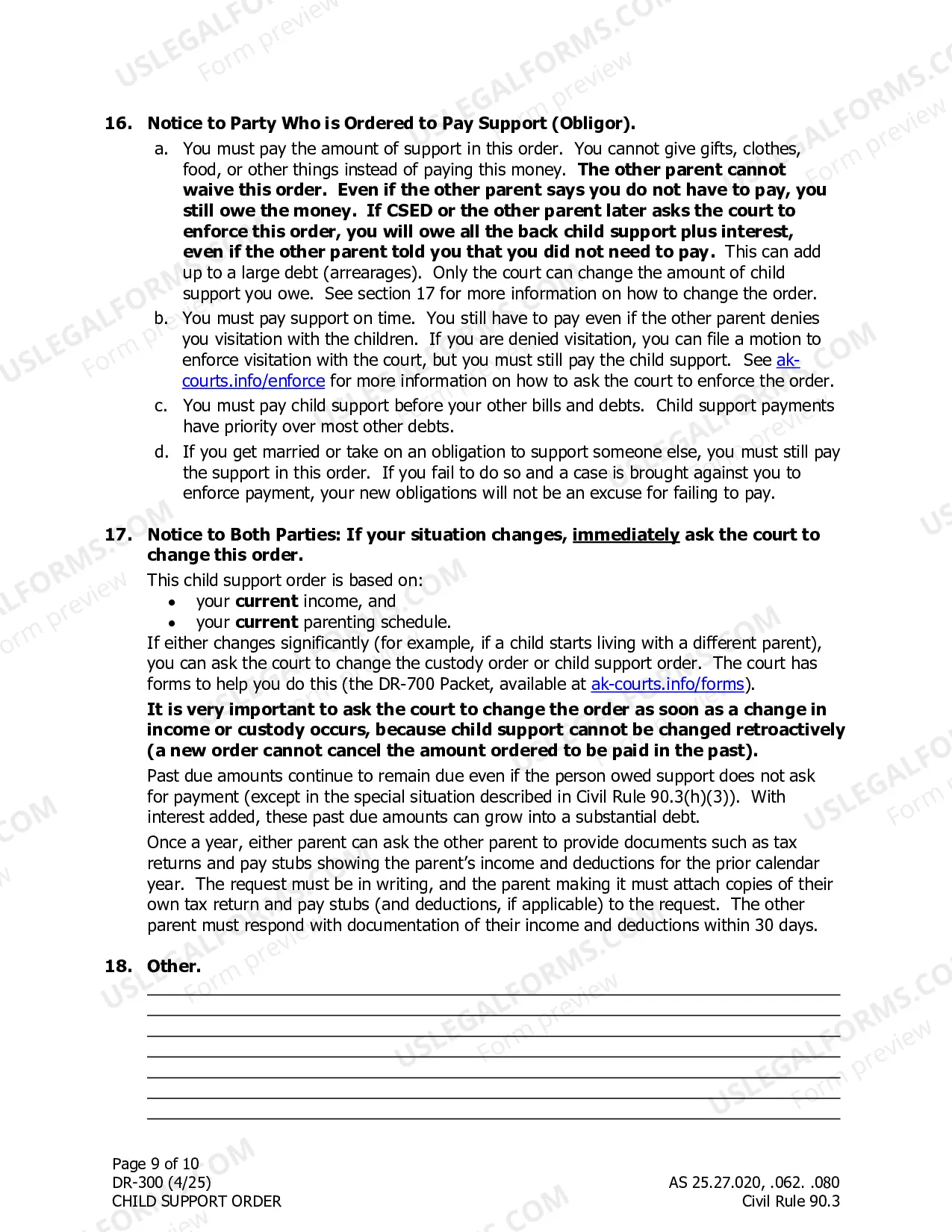 Preview Child Support Order