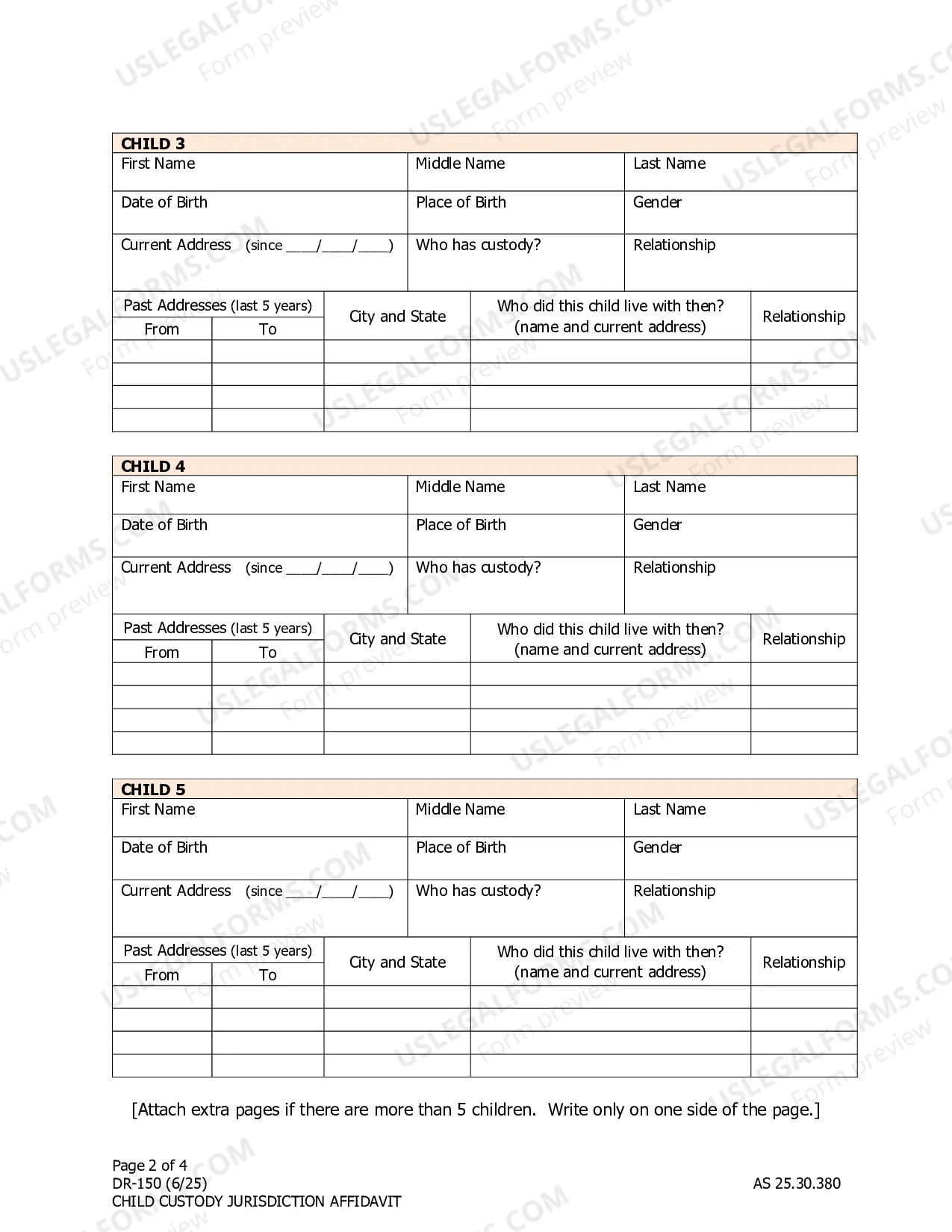Preview Child Custody Jurisdiction Affidavit