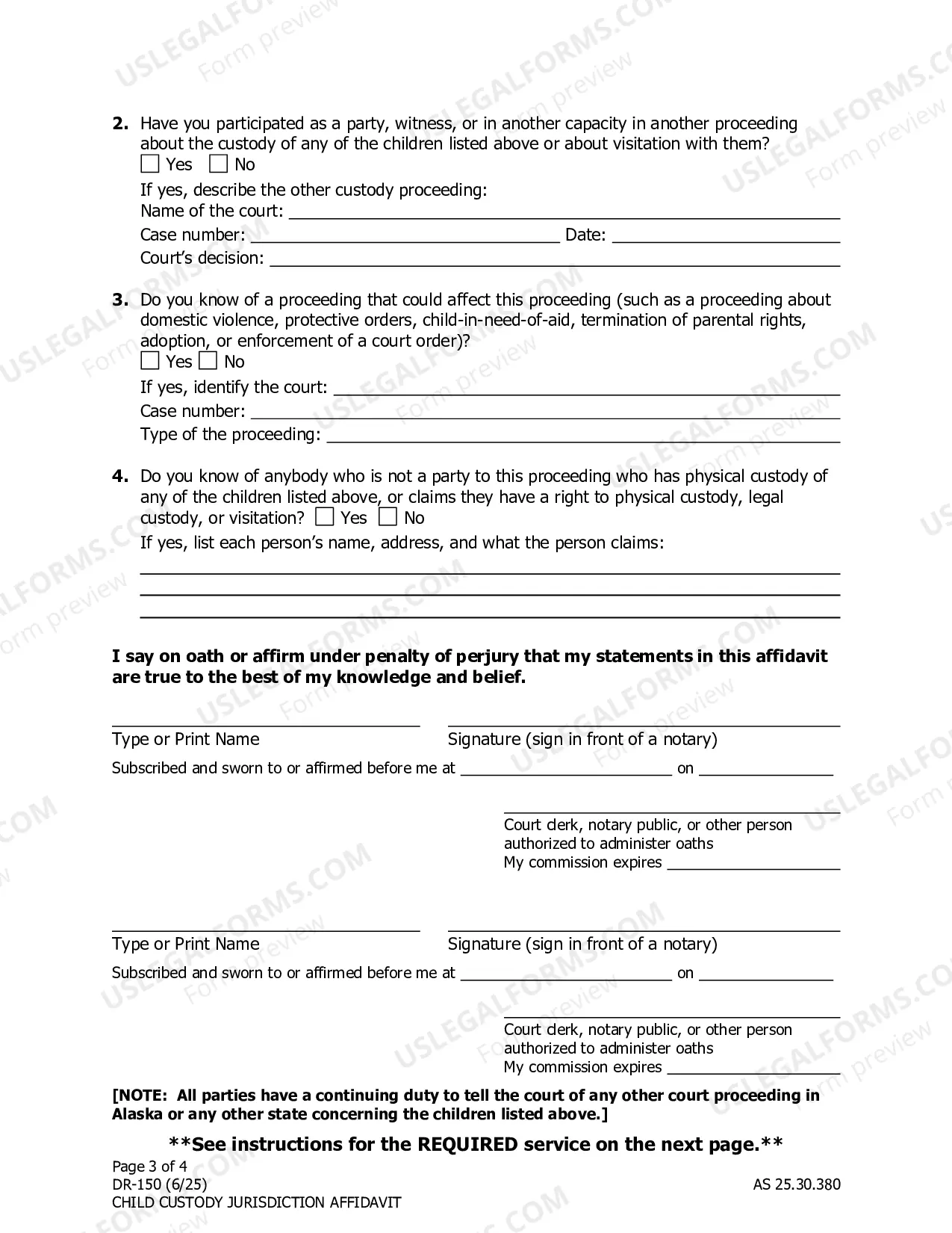 Preview Child Custody Jurisdiction Affidavit