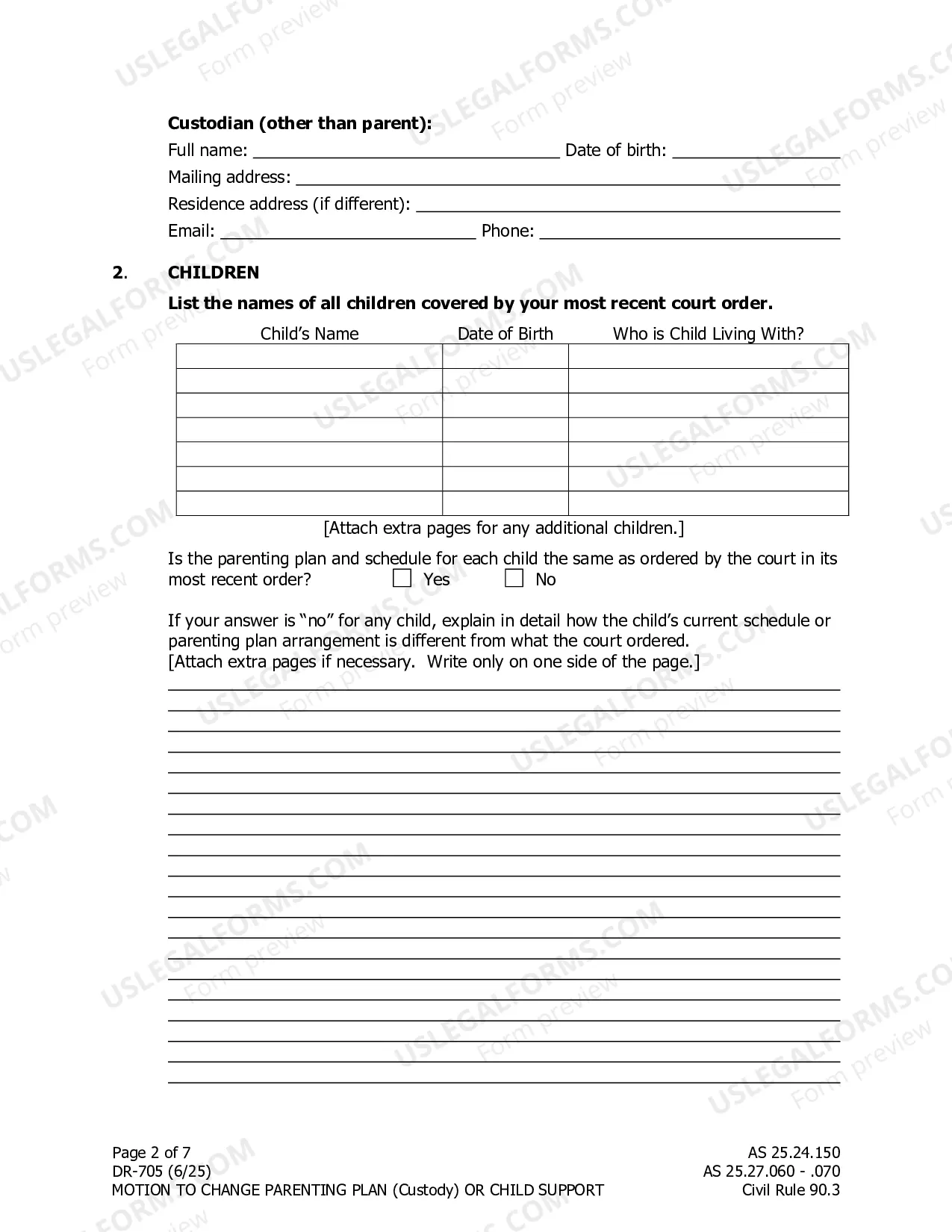 Preview Motion to Change Custody, Support or Visitation