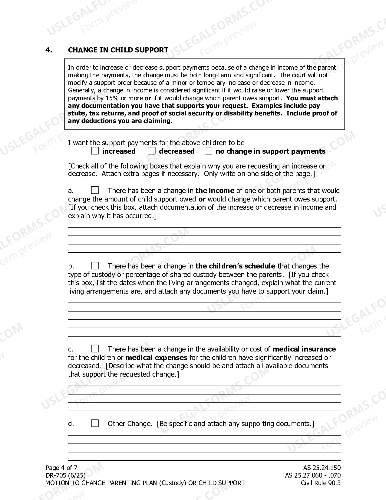 Preview Motion to Change Custody, Support or Visitation