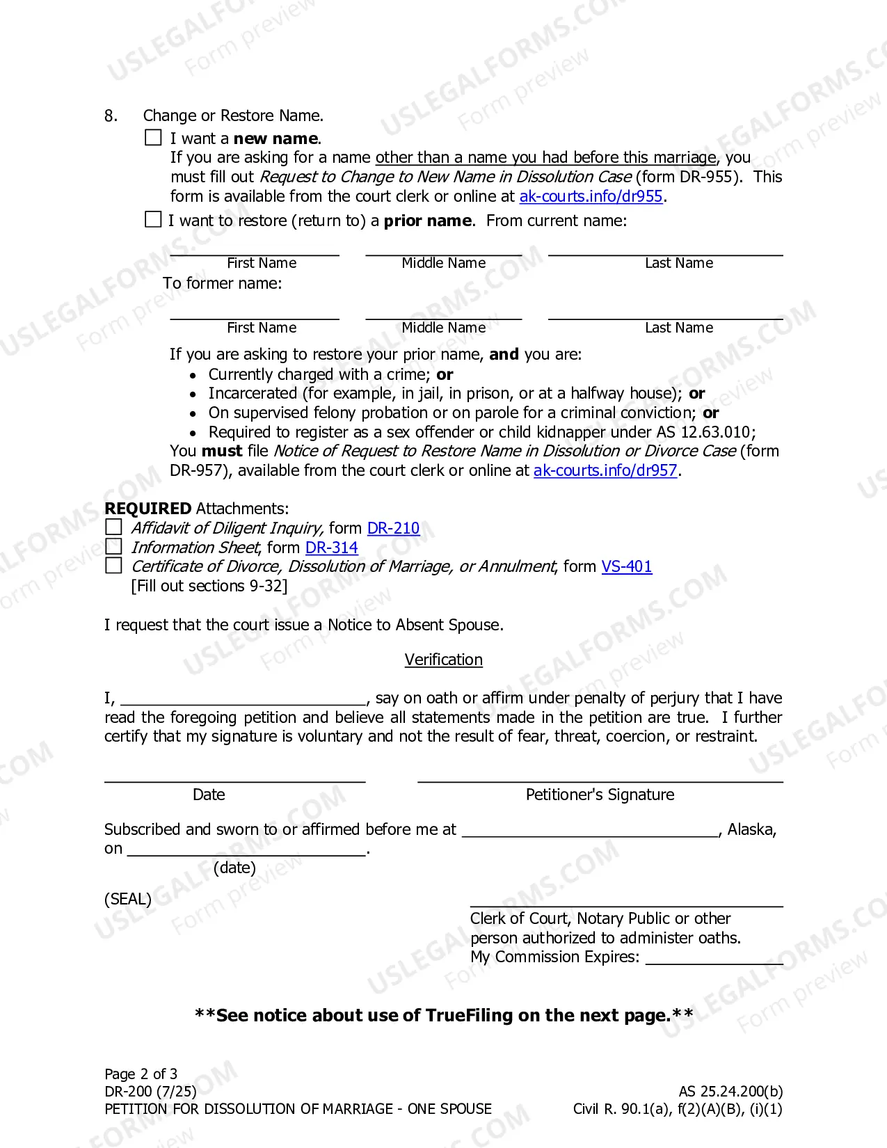 Preview Petition for Dissolution of Marriage (one spouse)