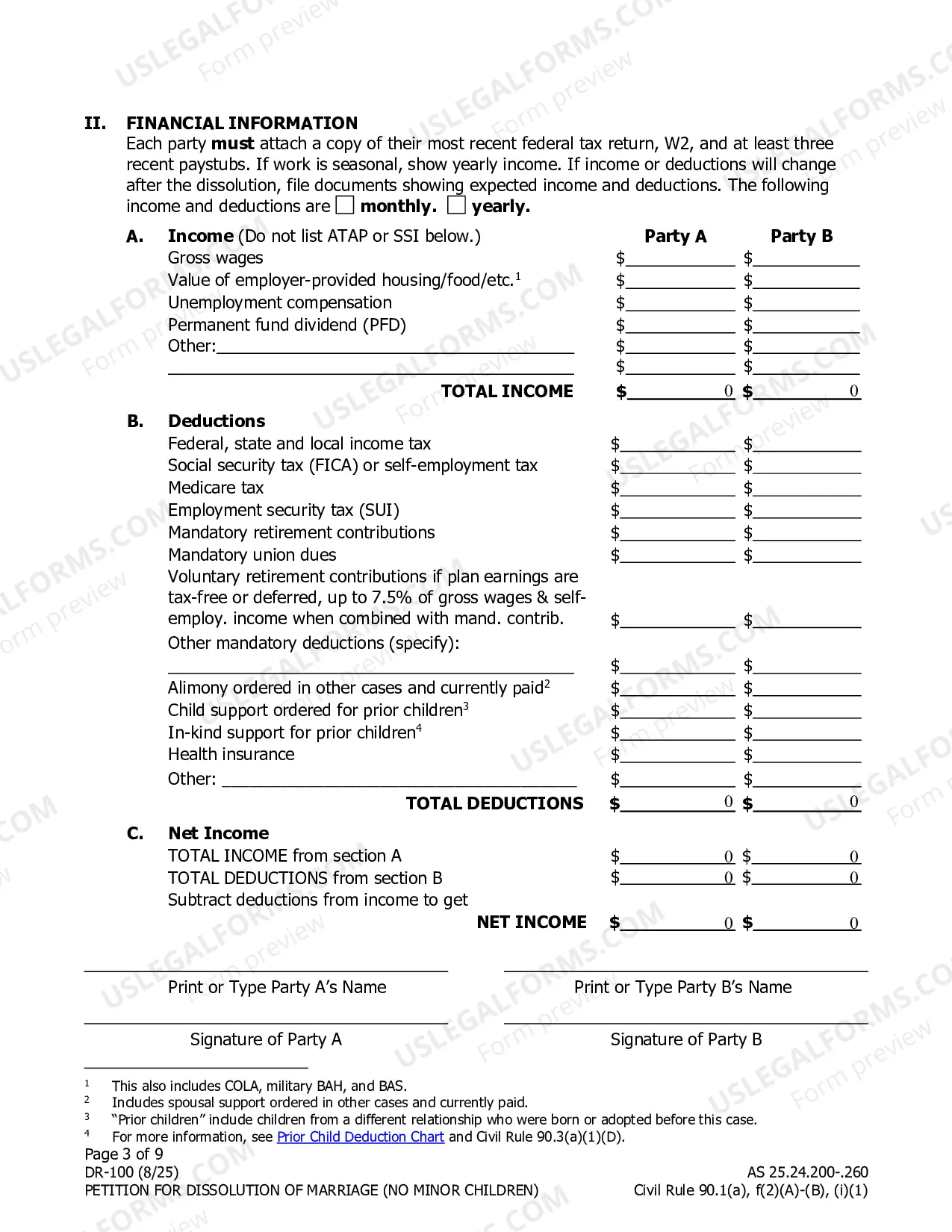 Preview Petition for Dissolution of Marriage (no children)