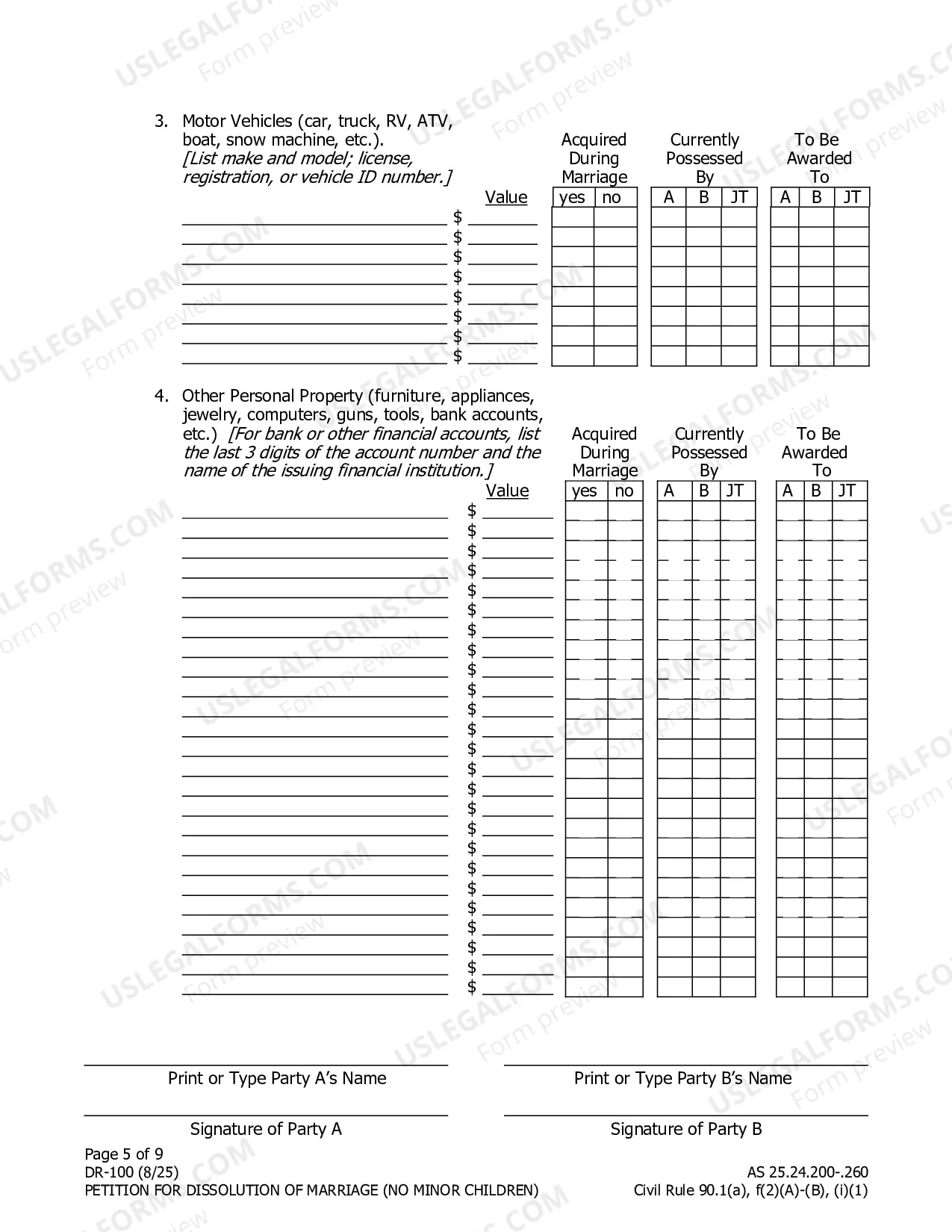 Preview Petition for Dissolution of Marriage (no children)