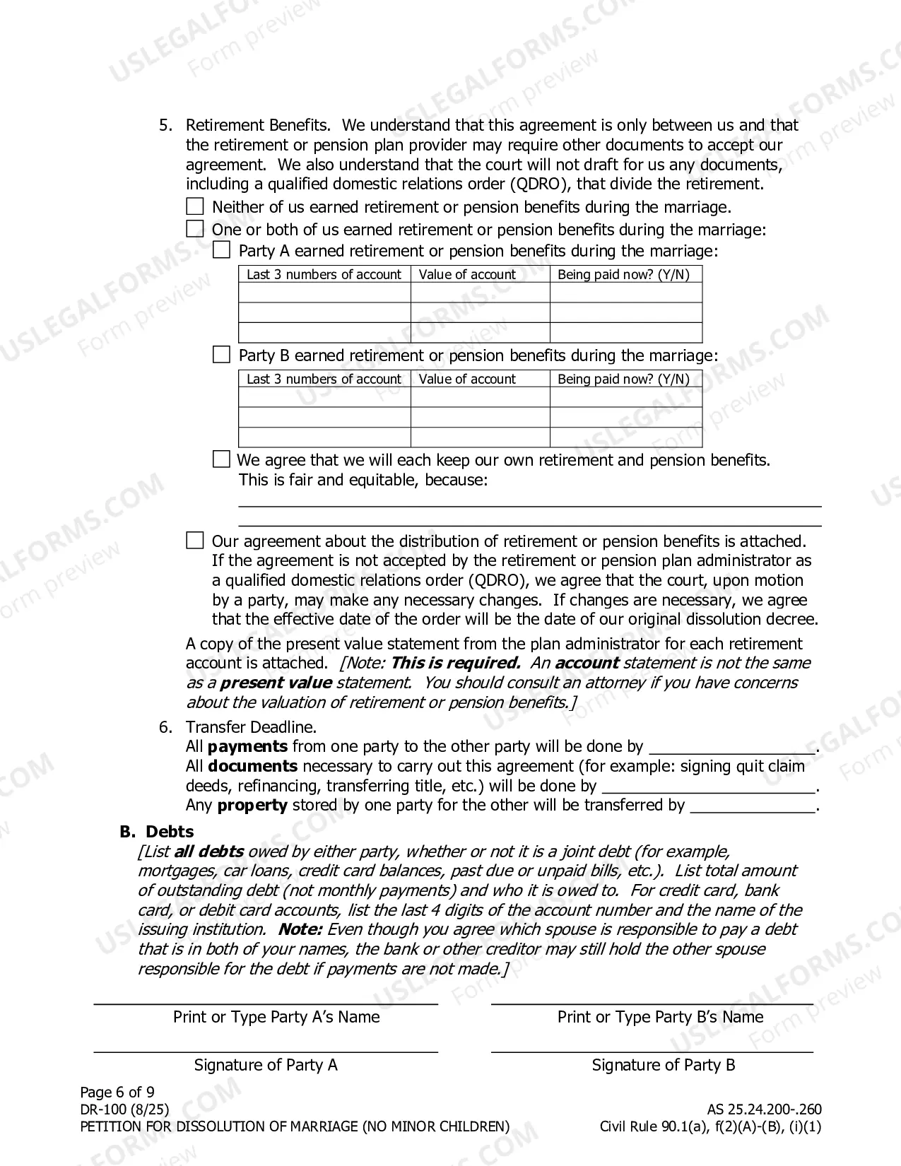 Preview Petition for Dissolution of Marriage (no children)